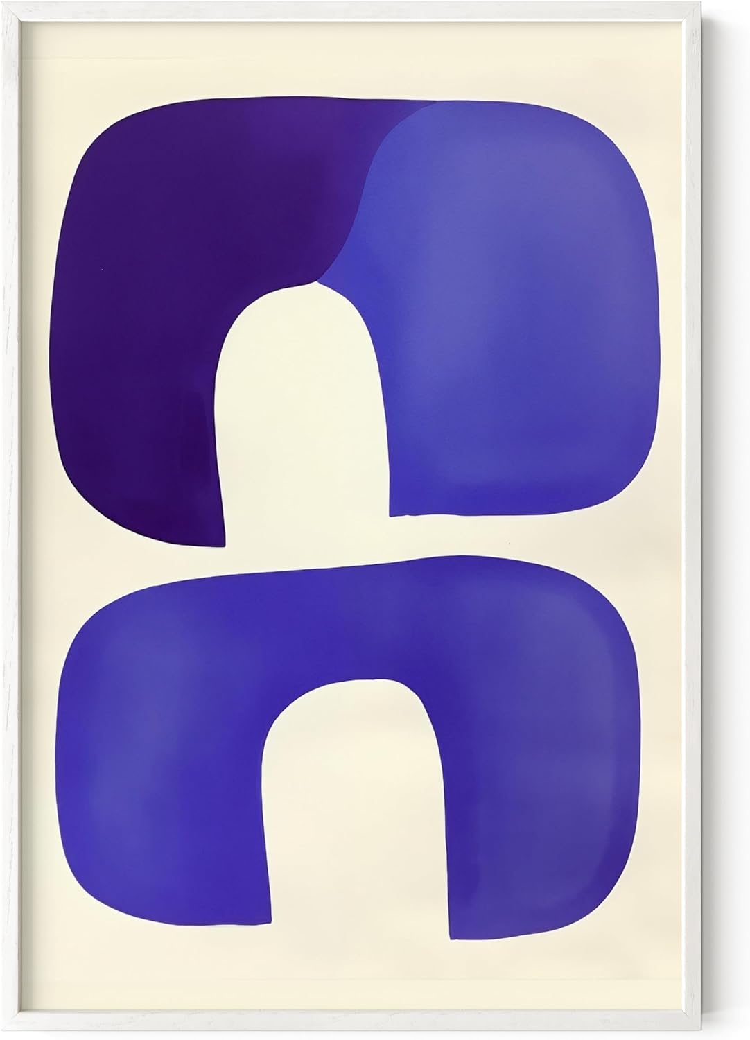 HAUS AND HUES Modern Abstract Wall Art - Blue and Green Living Room Art, Modern Artwork for Walls, Minimalist Picture for Living Room(Blue Tribal Shapes, White Frame, 24x36)