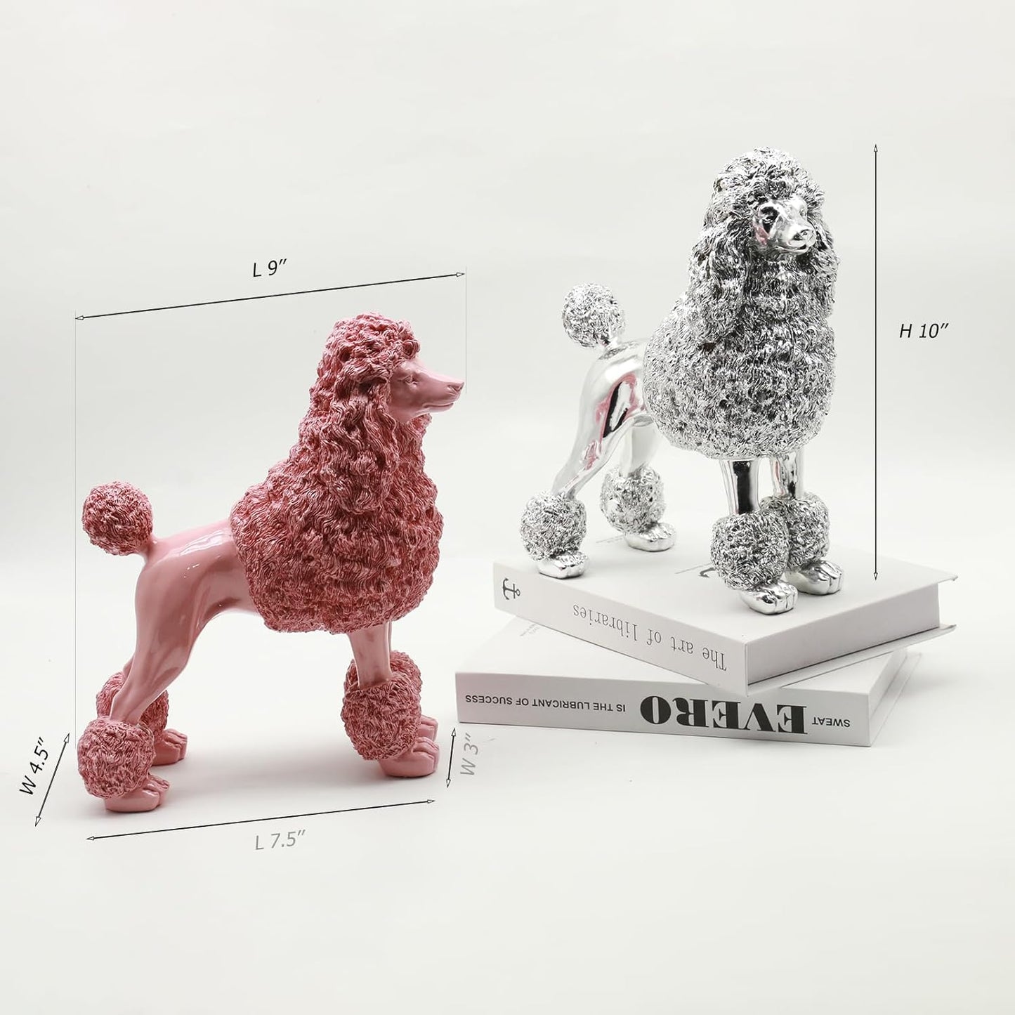 Lukitas Standing Sliver Poodle Sculpture Decor, Decorative Dog Statue, Animal Ornament for Garden Home, Resin 10''