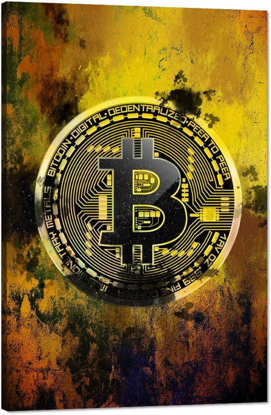 Bitcoin Inspirational Wall Art Motivational Entrepreneur Pictures Cryptocurrency Trader Hodler Canvas Painting Modern Hodl Crypto Btc Posters Prints Artwork for Office Decorations Framed (24¡±Wx36¡±H)