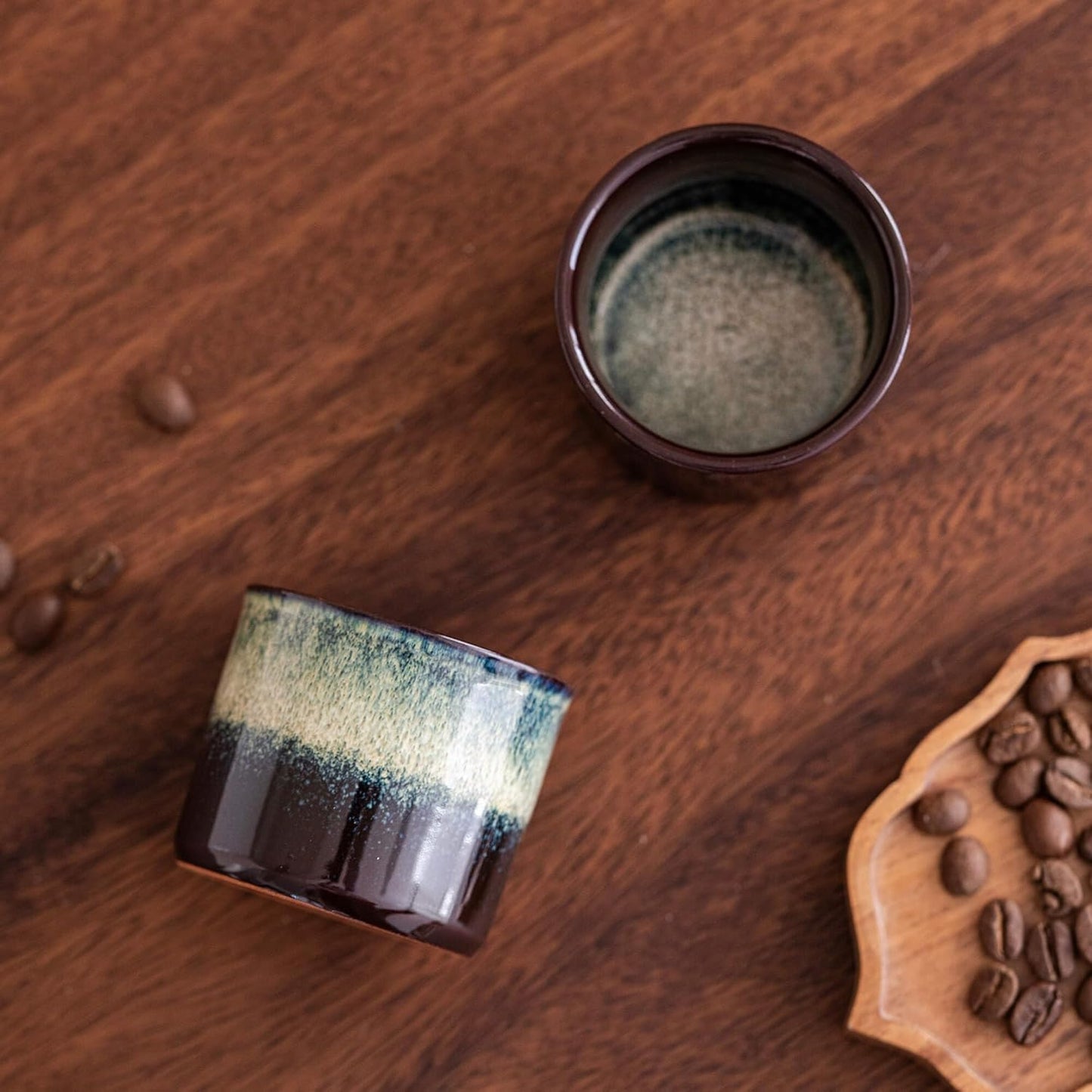 Espresso Cups Set of 2, Ceramic Espresso Cups, Expresso Shots Cups, 2.5oz Tea Cups, Demitasse Cups (4, magic blended)