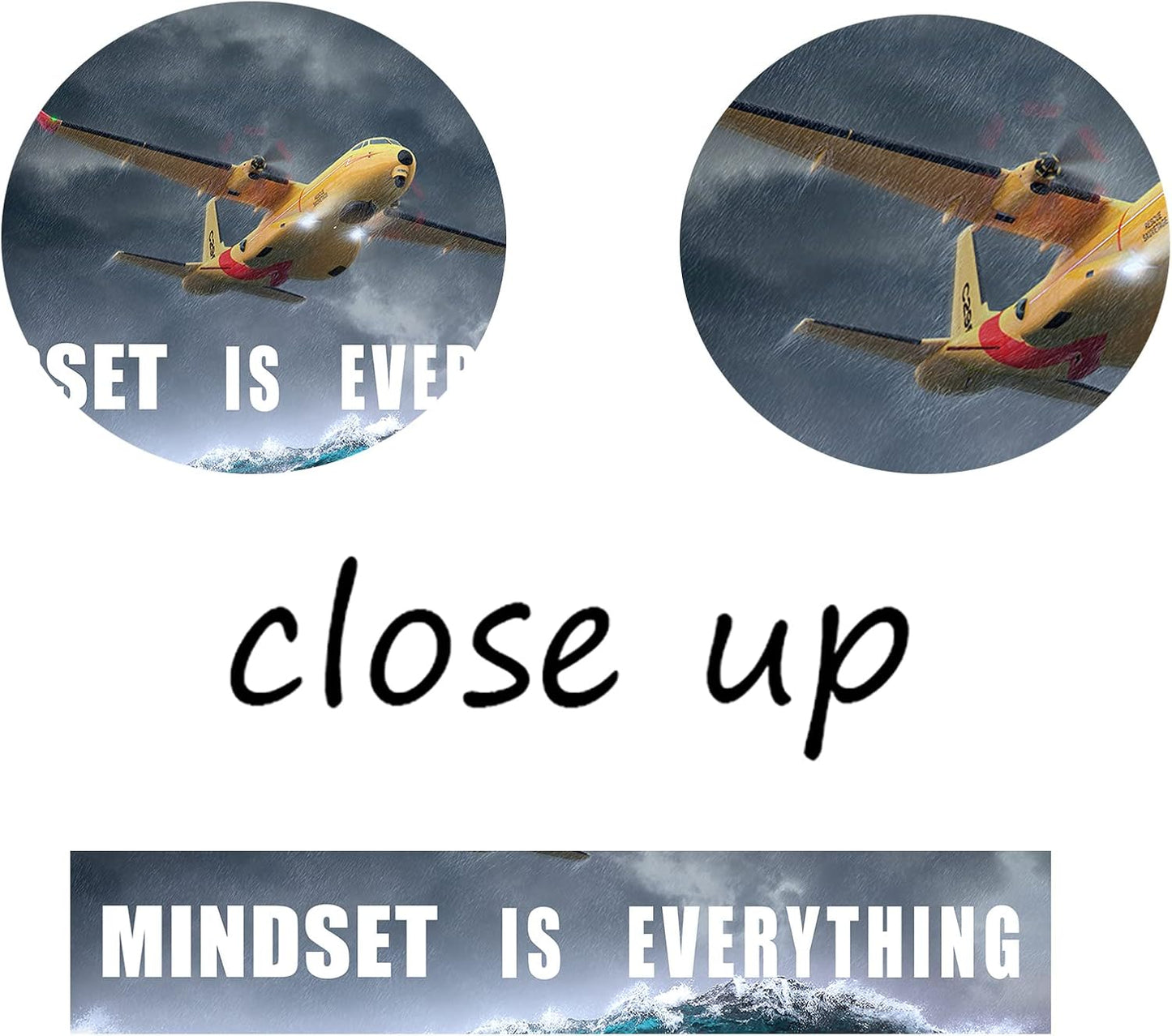 Inspirational Wall Art Rainstorm Airplane Mindset is Everything Canvas Pictures Painting Motivational Posters Inspiring Success Quotes for Office Wall Decor Print Artwork Ready to Hang [36''W x 16''H]