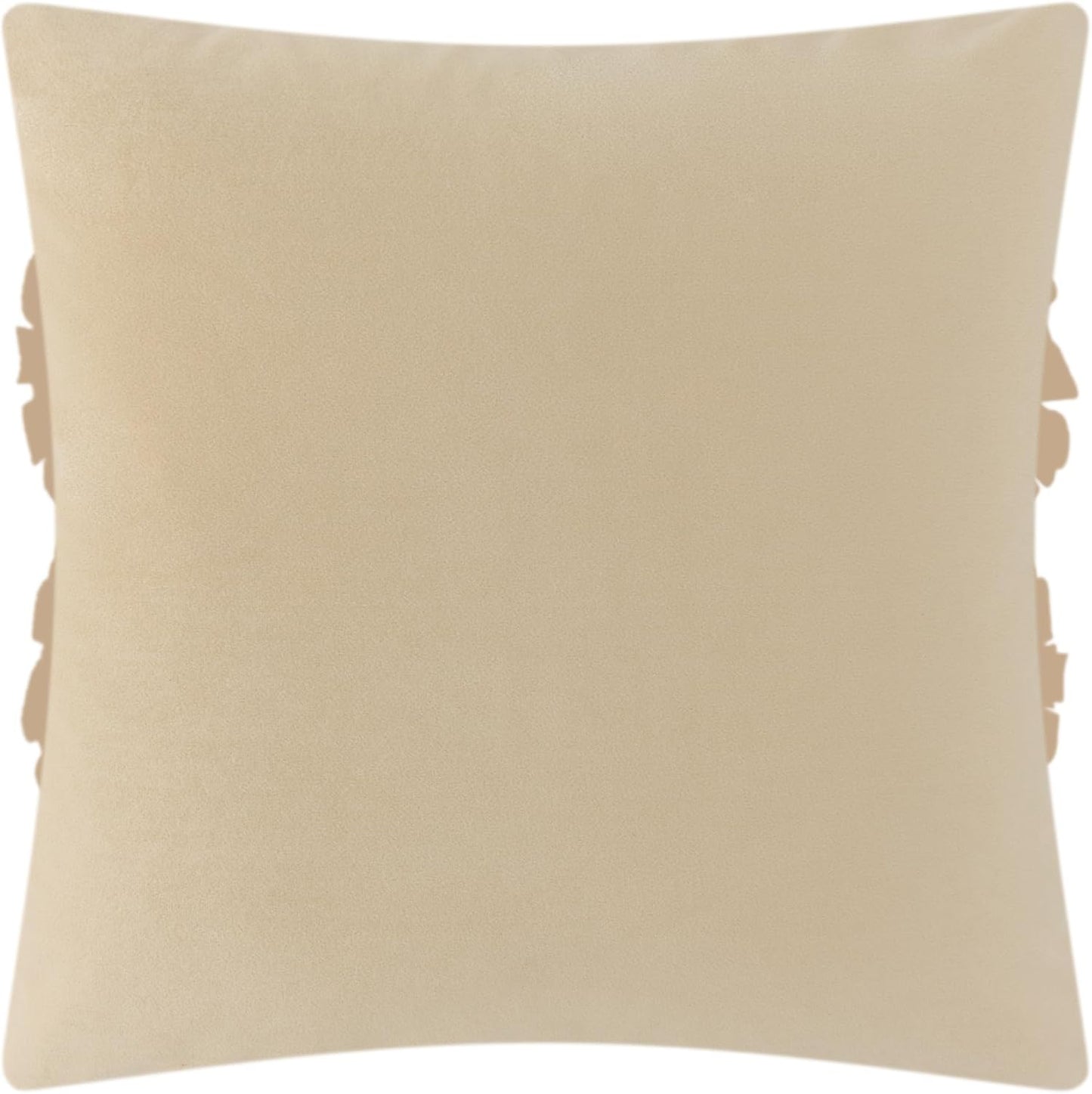 JWH Handmade 3D Flower Throw Pillow Covers Aesthetic Decorative Colorful Floral Accent Pillow Cases Stereo Pillowcase Cute Cushion for Car Bed Couch Bedroom Decor 18x18 Inch Camel White