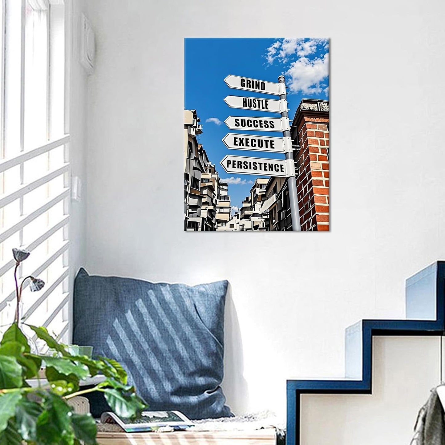 Inspirational Canvas Wall Art Home Decor Street Sign Motivational Entrepreneur Quotes Painting Poster Positive Theme Picture Print Artwork for Bedroom Office Gym Stretched and Framed [18''Hx24''W]