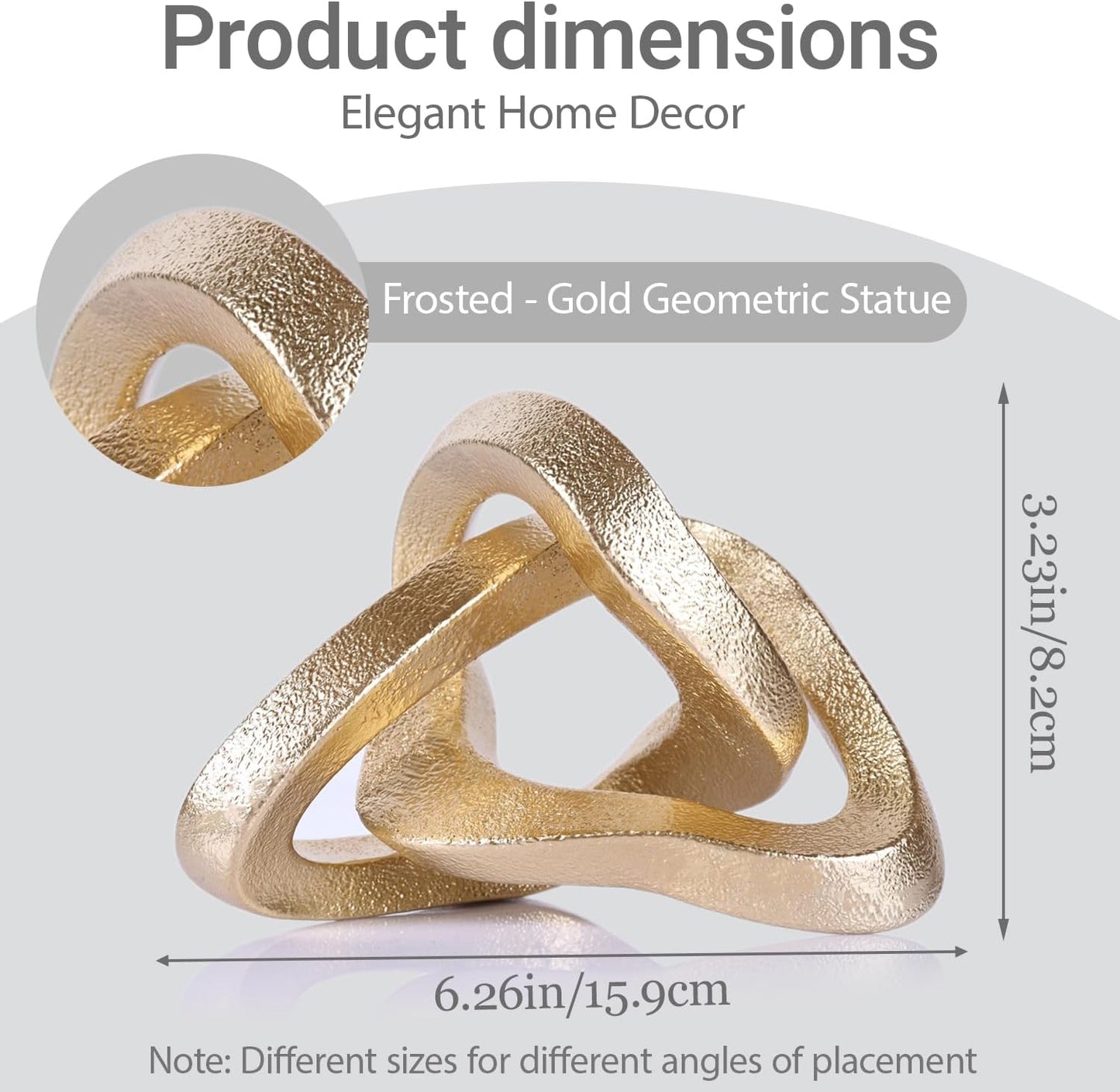 Infinity Knot Sculpture Gold Knot Decor Object, Abstract Knick Knacks Coffee Table Modern Statue, Gold Sculpture for Home Living Room Table Ornaments and TV Stand Bookshelf Decorative