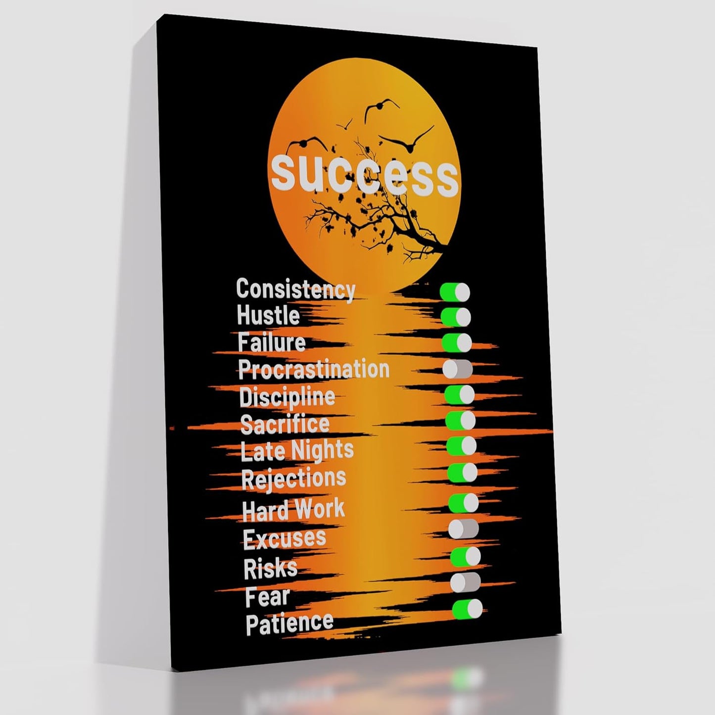 Inspirational Wooden Framed Poster Wall Art Motivational Quotes Artwork Print on Canvas Picture Painting Wall Decor for Modern Home Living Room Workplace School Gym Stretched and Framed [24''Wx36''H]