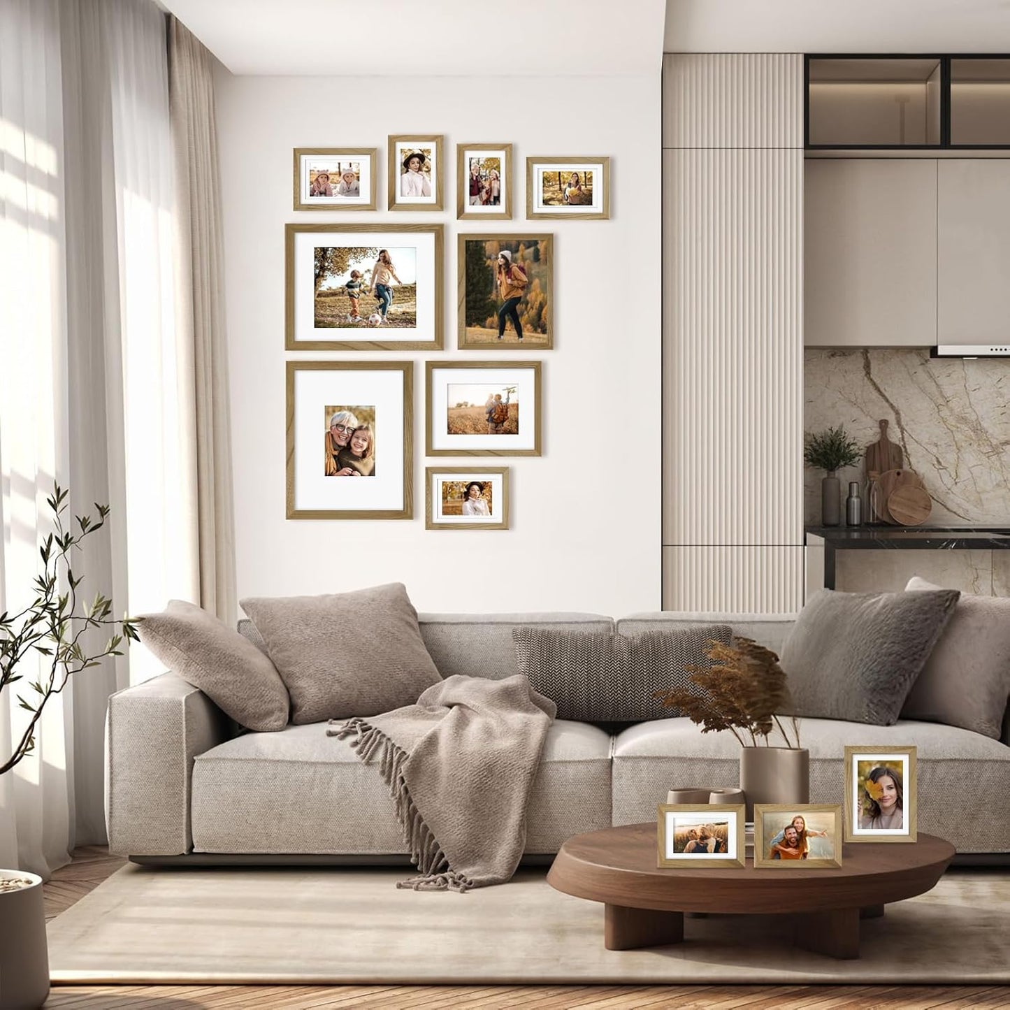 Egofine Picture Frame Set 12 Pack, Picture Frames Collage Wall Decor with Two 11x14, Two 8x10, Four 5x7, Four 4x6 for Wall and Tabletop, Made of Solid Wood, Covered by Plexiglass, Carbonized Brown