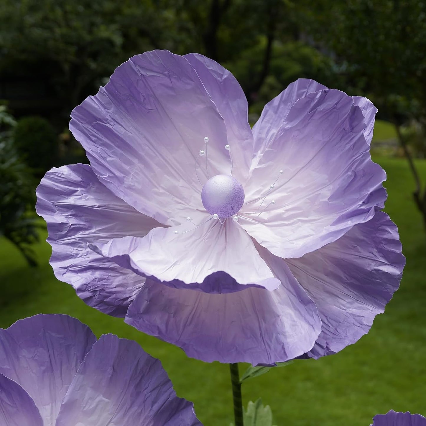 Giant Flowers for Decoration,Large Paper Flowers with Standing Stems and Base,3 pcs Artificial Flowers for Home Decor, Wedding Decorate, Photography Props, Party Banquet (Purple)