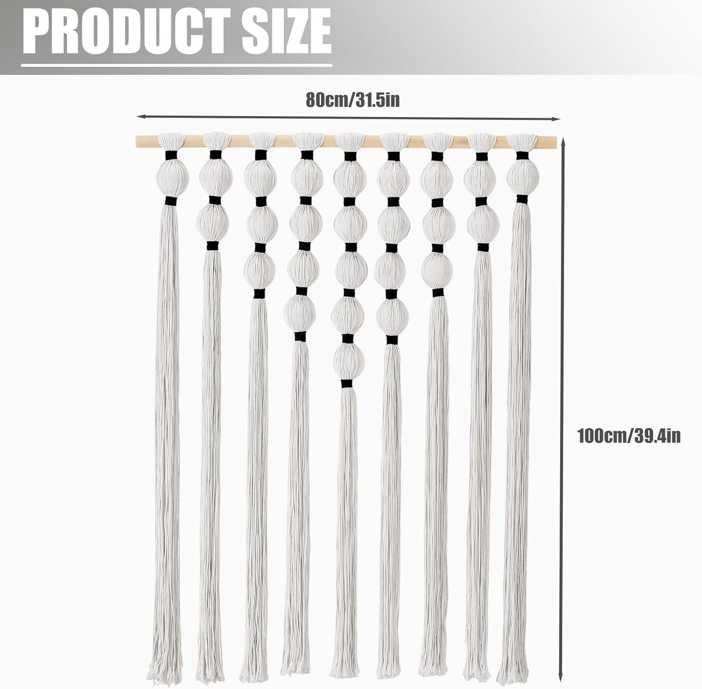 HYVAKUPPA Large Macrame Wall Hanging Boho Woven Tapestry Wall Decor Yarn Art Bohemian Handwoven Sphericity Cotton Textile Tapestry for Living Room Bedroom