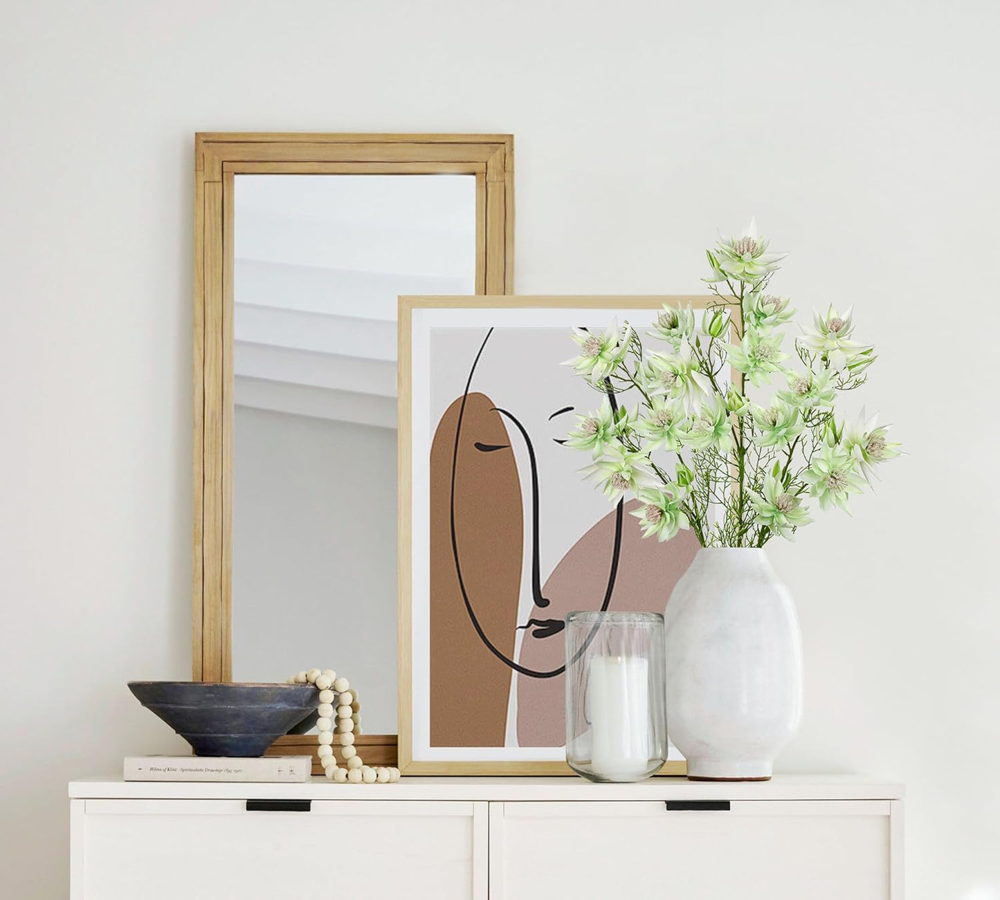 Hollyone 3Pcs White Artificial Flowers Silk 26.3" Fake Protea Flower with Long Stem Faux Flowers Arrangement Branch with 6 Heads for DIY Wedding Party Centerpiece Floral Bouquets Table Home Decor