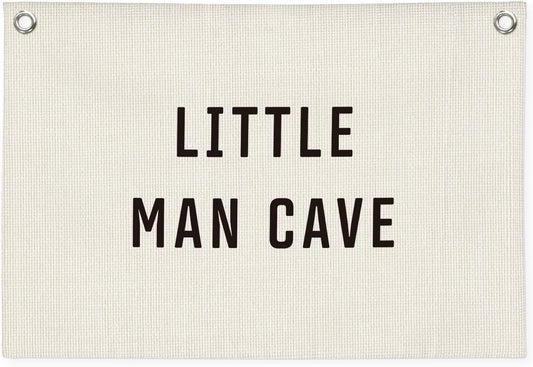 Little Man Cave Banner - Little Man Cave Sign for Boys,Kids Boys Room Decor,Adventure Nursery Sign for Baby and Kids, Playroom Wall Hanging 30x20 Inch