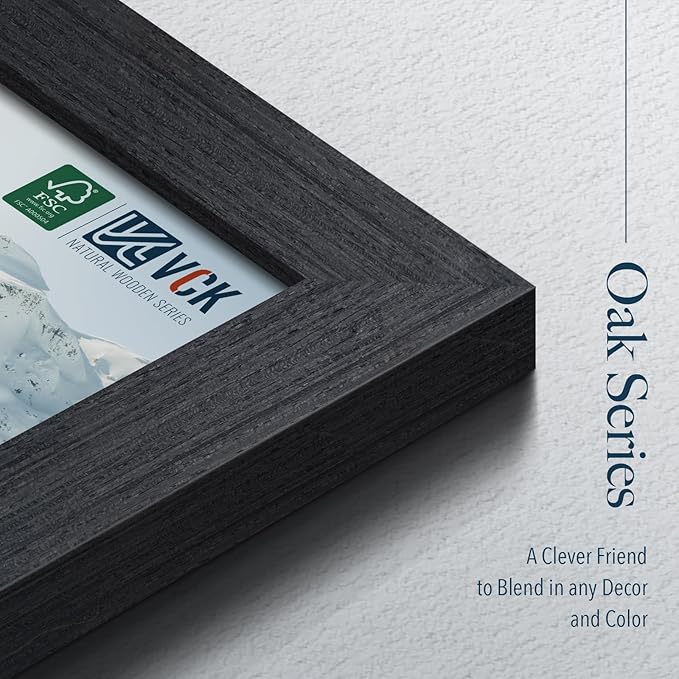 VCK 13x19 Black Oak Poster Frame 3-Pack, Natural Textured Solid Wood Picture Frame, Wall Hanging