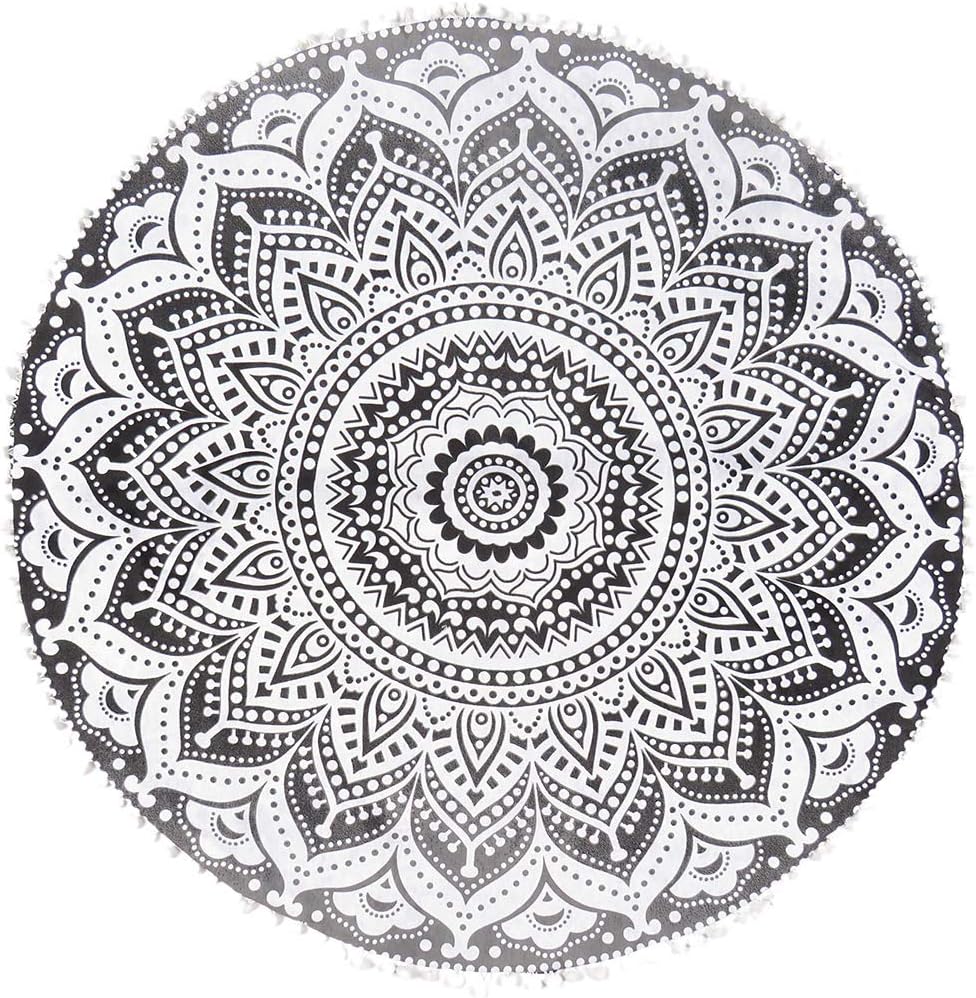 Eyes of India - Mandala Floor Pillow Cover Meditation Cushion Seating Throw Hippie Round Colorful Decorative Bohemian Indian Pouf Ottoman Handmade Cover ONLY (Ombre Black, 32" x 32")