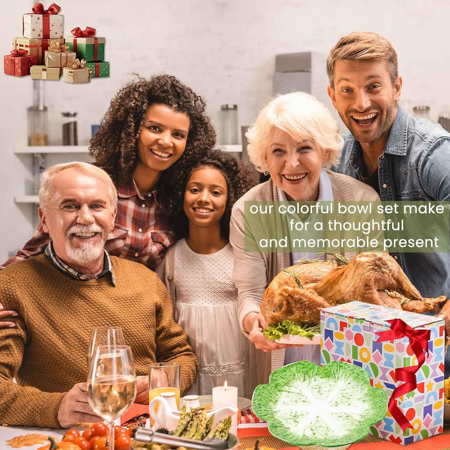 KXZ Set of 4 Green Ceramic Salad Plate, 10.5 Inch Cabbage Plates, Porcelain Decorative Plates for Kitchen, Round Appetizer Bowl for Dessert, Decorative, Dinner, Pancakes, Steak