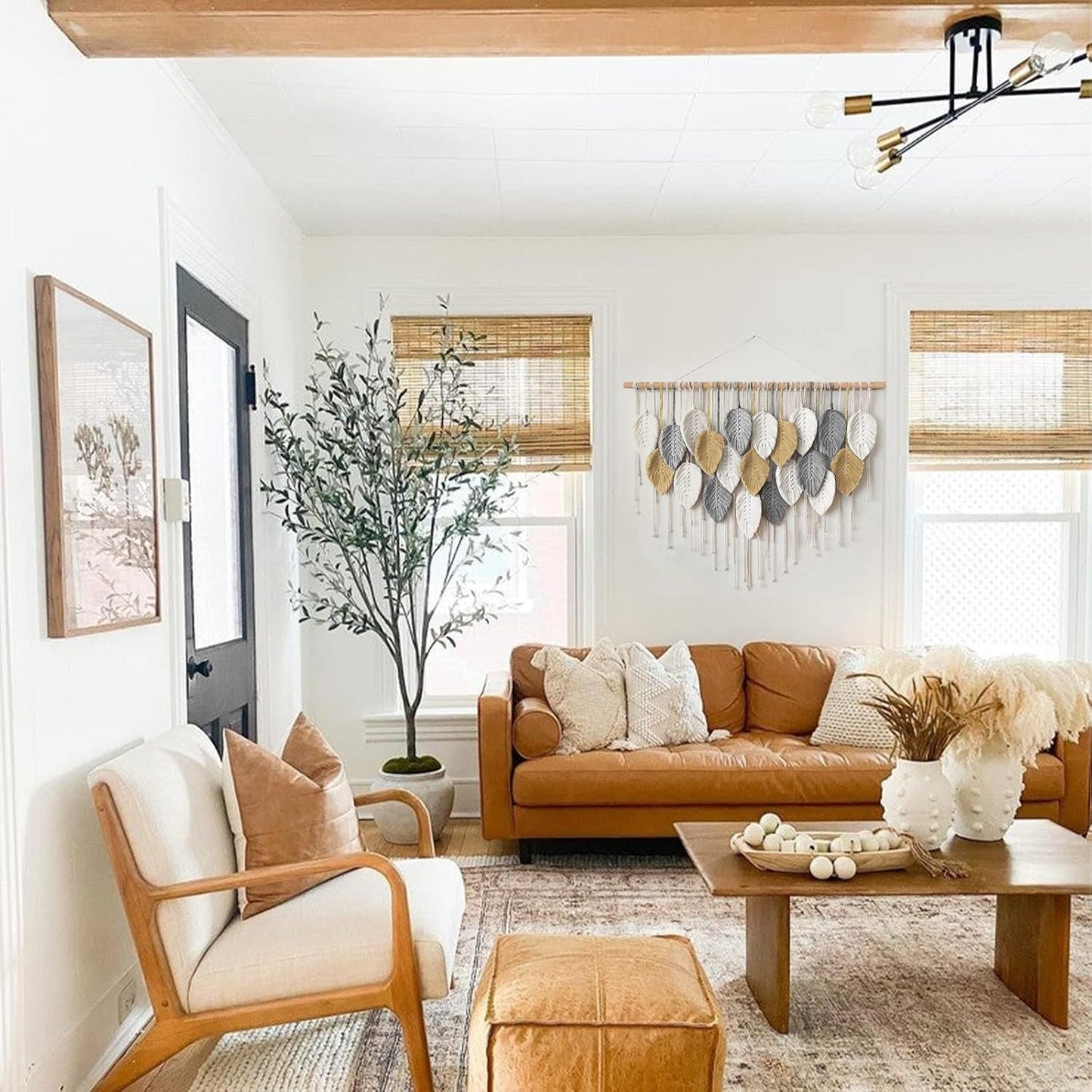 LOMOHOO Macrame Wall Hanging,Boho Home Decor,Bohemian Woven Decoration for Bedroom Living Room Apartment Dorm Gallery Perfect Handmade Gift Ideas 39" W x 30.7" L