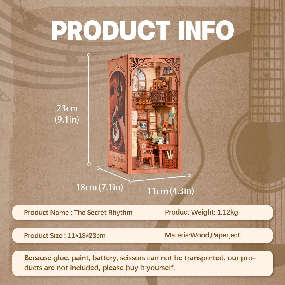 Cutefun Book Nook Kit,3D Wooden Puzzle Bookends,Miniature house kit with dust cover,Bookends Kit with LED Lights,DIY Dollhouse Bookend Tiny House for Adults,Birthday Easter Home Decor for Teens Adults