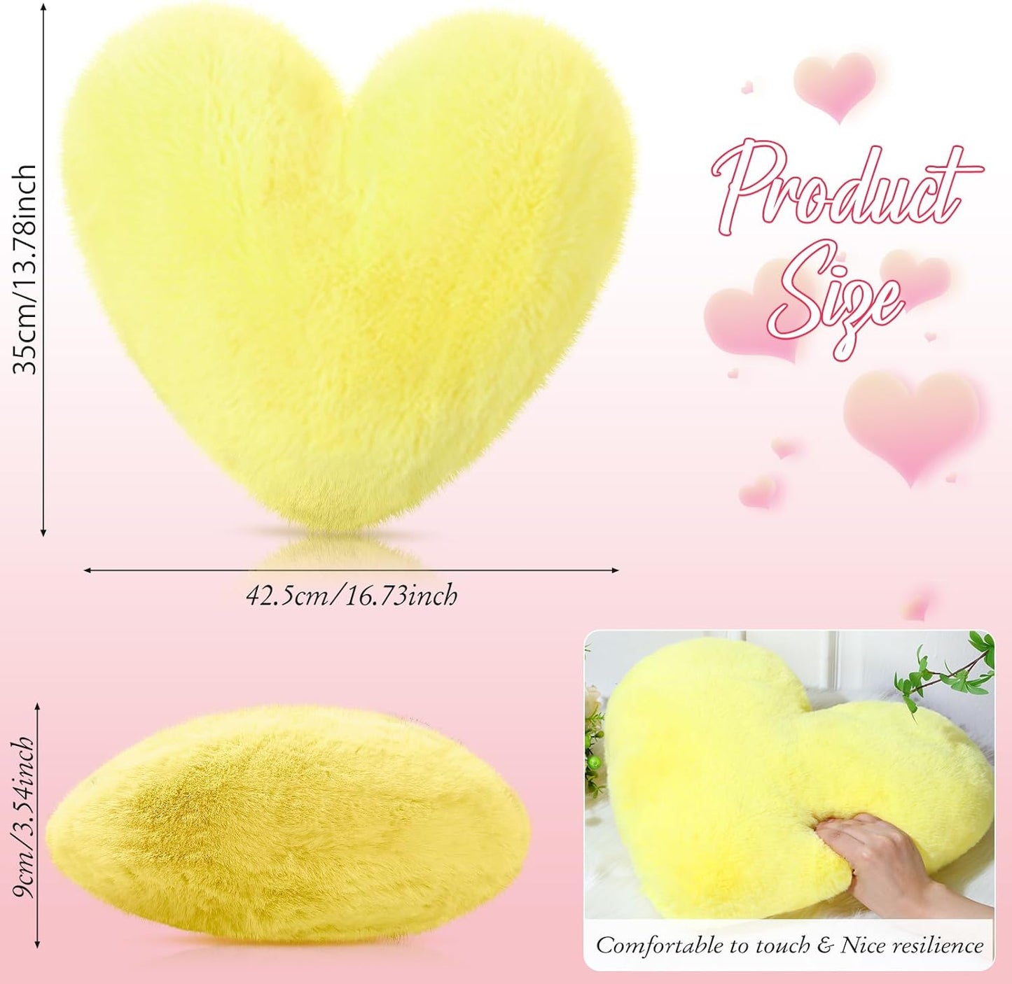 Liliful 6 Pcs Faux Rabbit Fur Heart Pillows Helloween Fluffy Heart Throw Pillows Christmas Cute Couch Cushion Soft Decorative Throw Cushion for Bed Sofa Girls Women(17 x 14 Inch,Candy Color)