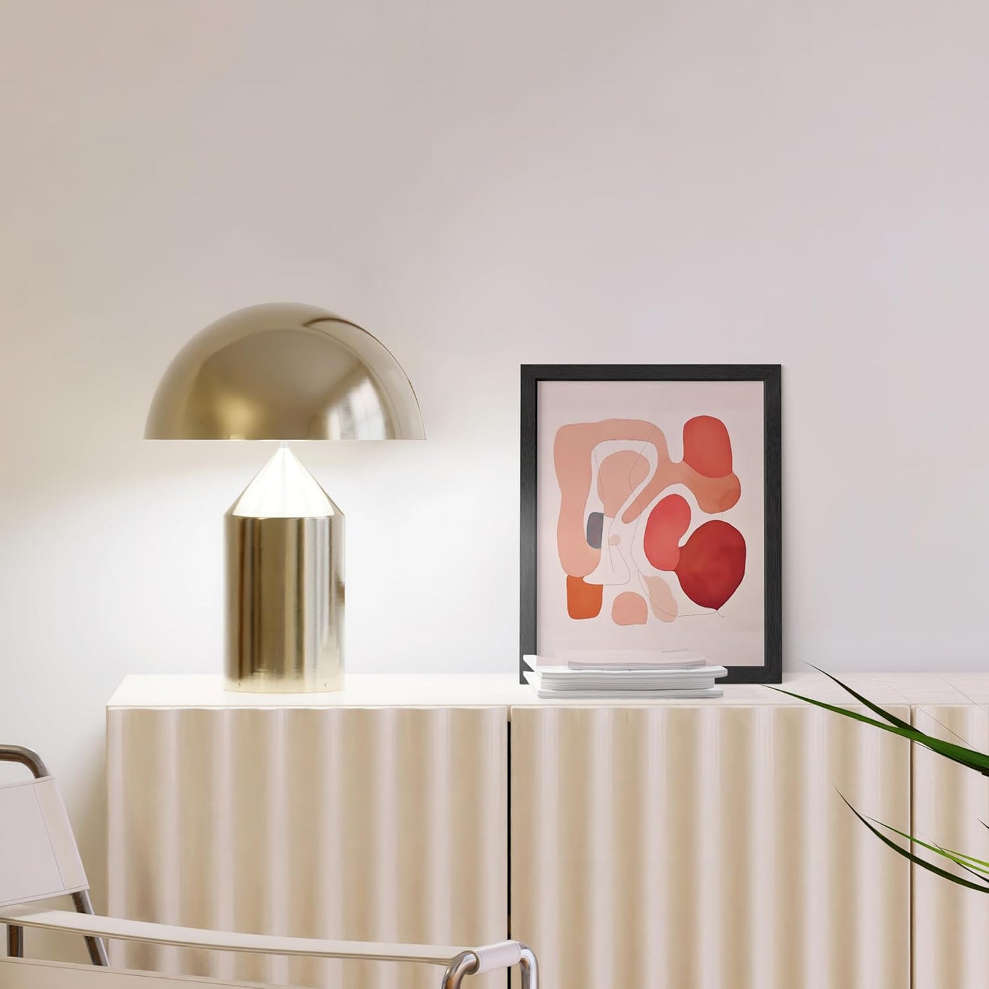 HAUS AND HUES Colorful Abstract Wall Art - Minimalist Retro Picture for Living Room Decor, Red and Pink Modern Wall Art Painting (Pink Abstract Shapes, Black Frame, 8x10)