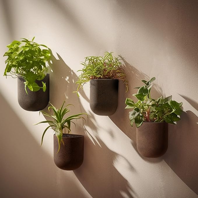 LA JOLIE MUSE Wall Hanging Planters for Indoor Plants, Hanging Flower Pots for Air Plants Succulent, Set of 2, 5.7L*4.1W*7H, Iron Rust