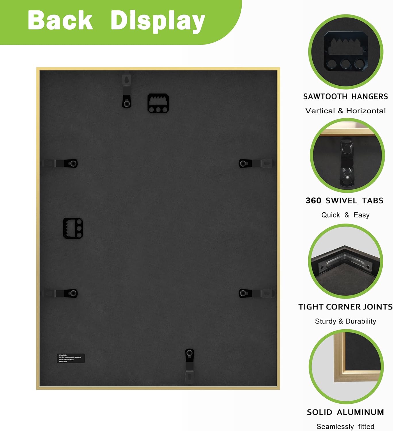 FrameWorks 12x16 Matted to 8x12 Picture Frame – Aluminum Frame w/Tempered Glass, Removable Mat for Photos, Posters, Art, Stylish Wall Frame for Home Decor, Gallery Walls, Office, Living Room - Gold