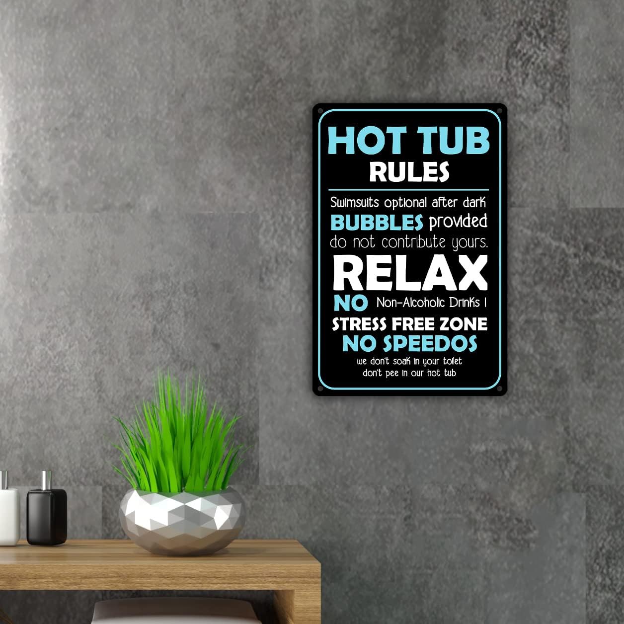 Funny Hot Tub Rules Metal Tin Sign Wall Decor Hot Tub Sign for Home Decor Gifts