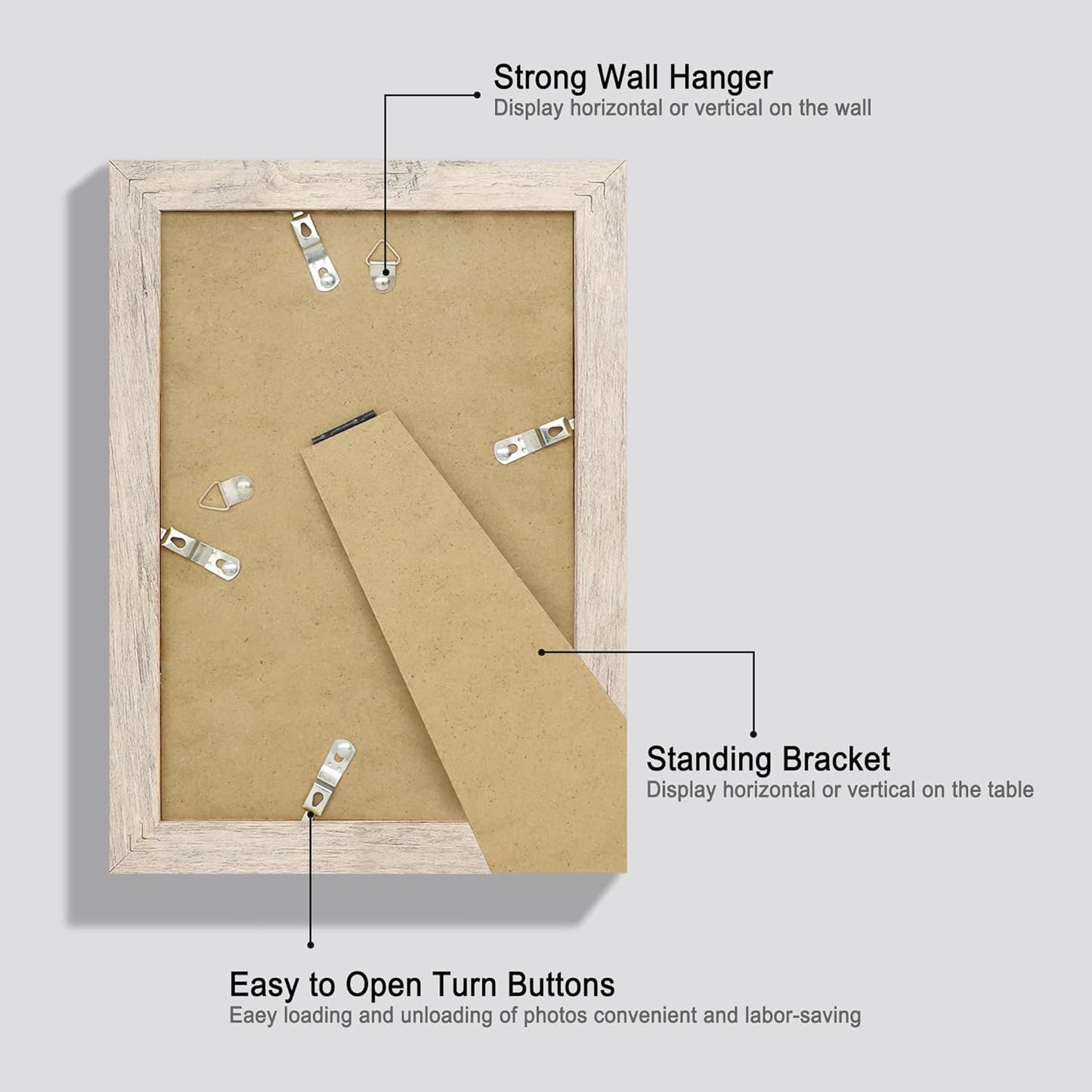 iRahmen 6x9 Picture Frame Set of 4, Smoke Gray Frame with High Definition Glass, 6 x 9 Wood Rustic Photo Frames for Horizontal or Vertical Tabletop and Wall Mounting