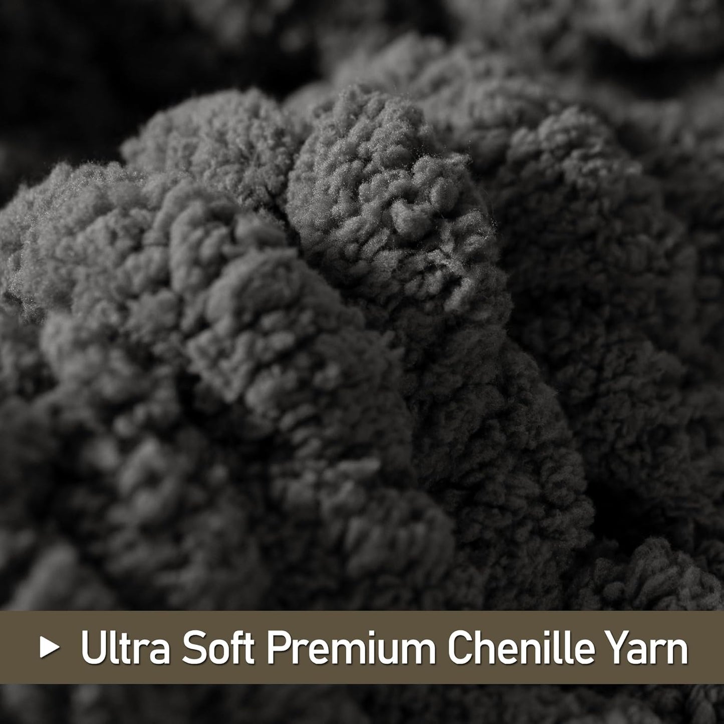 Chunky Knit Throw Blanket 60"X 80", 100% Handmade with Soft Chenille Yarn, 6.7lbs Thick Cable Knitted Blankets, Large Rope Knot Crochet Throws for Couch Sofa Bed Home Decor, Dark Grey