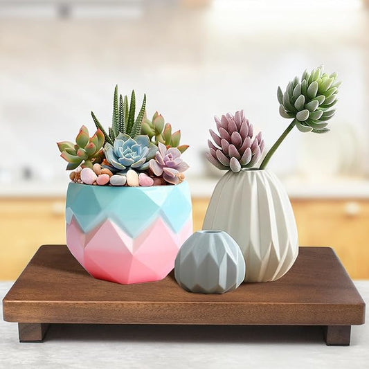 Walnut Wooden Pedestal Stand, Farmhouse Wood Tray for Kitchen Bathroom Counter Decor, Rustic Display Riser for Soap,Bottle,Plant Etc (Large & 12 x 7 x 1.57'')