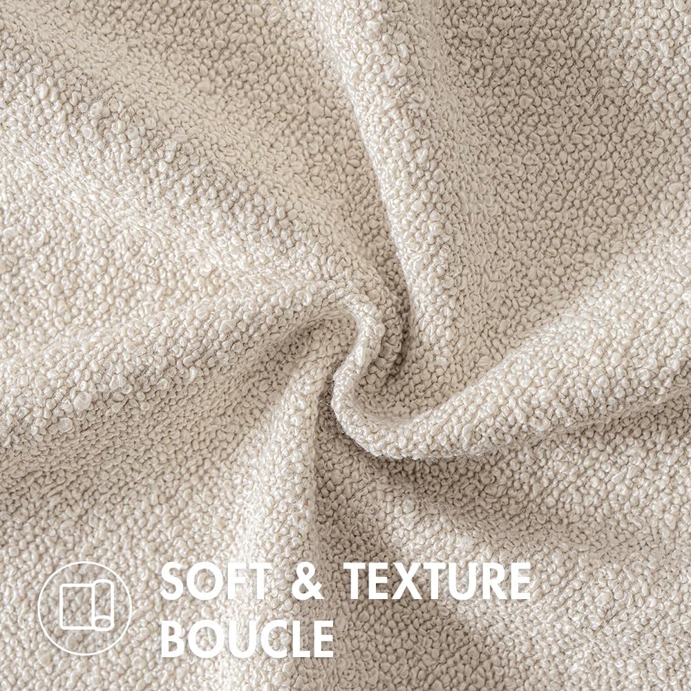 MIULEE 22x22 Christmas Decorative Euro Sham Throw Pillows for Bed Set of 2 Textured Boucle Neutral Winter Throw Pillow Covers Natural Beige Accent Solid Couch Pillowcase Sofa Livingroom Home Decor