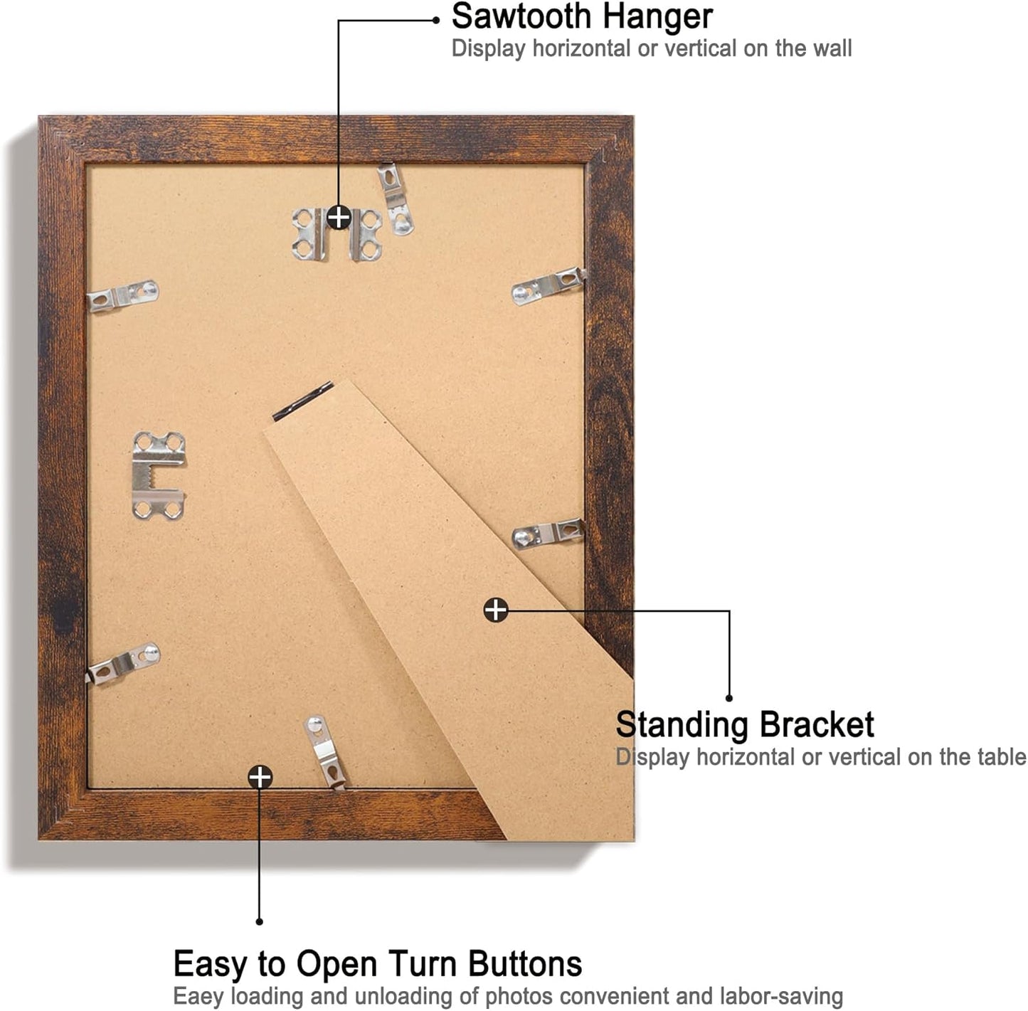 iRahmen 8.5x11 Picture Frame Set of 4, High Definition Real Glass Rustic Frame, Wood Photo Frames 8.5 by 11 Diploma Document for Wall Hanging and Tabletop Display