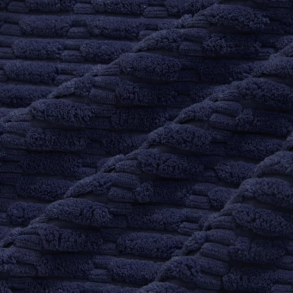 Fancy Homi Navy Blue Lumbar Decorative Throw Pillow Covers 12x24 Inch for Living Room Couch Bedroom, Soft Corduroy Rectangle Solid Cushion Case 30x60 cm, Rustic Farmhouse Boho Home Decor