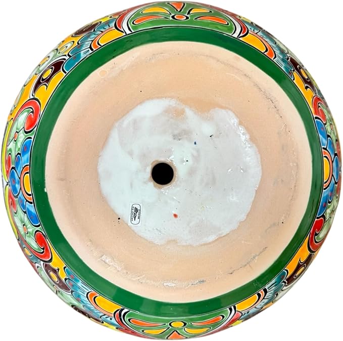 Talavera Michoacana Planter XL Pot Folk Art Multicolor Mexican Pottery Home Decor Hand Painted Garden Indoor Handmade Outdoor 18.5" (Multicolor)
