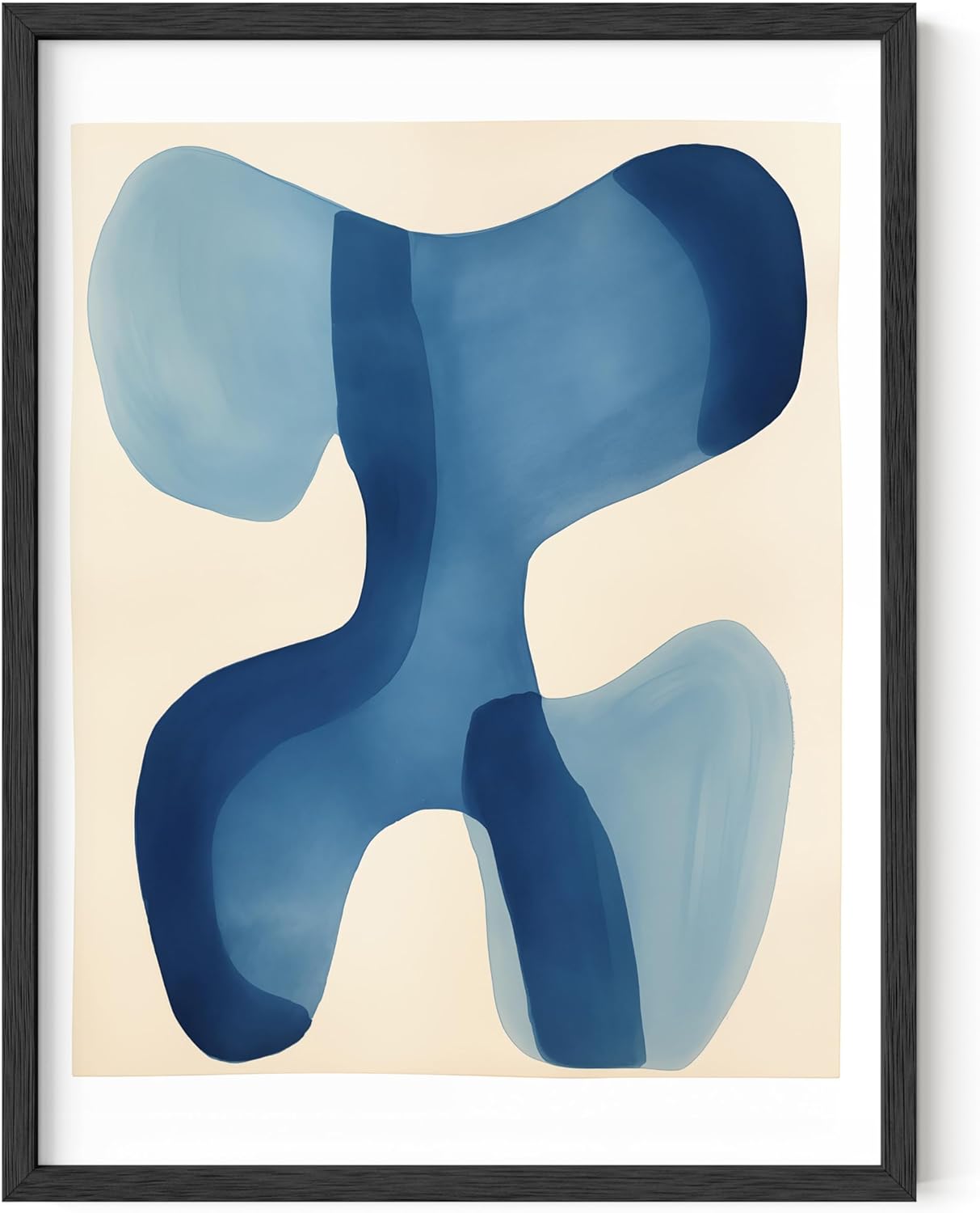 HAUS AND HUES Modern Abstract Wall Art - Blue and Green Living Room Art, Modern Artwork for Walls, Minimalist Picture for Living Room(Blue Shapes, Unframed, 16x20)