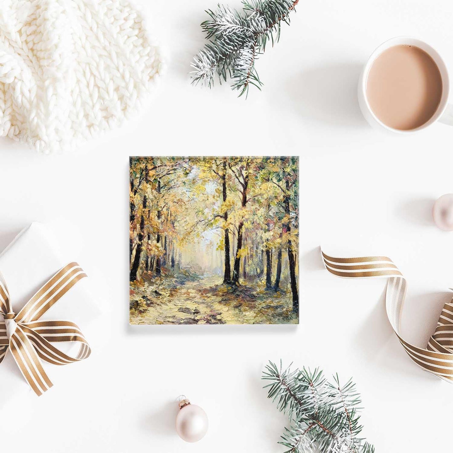 Desktop Decoration Abstract Drawing Landscape,Autumn Fallen Leaves Acrylic Decor Women Congratulations Presents Appreciation Presents for Coworkers Thank You Presents Housewarming Presents