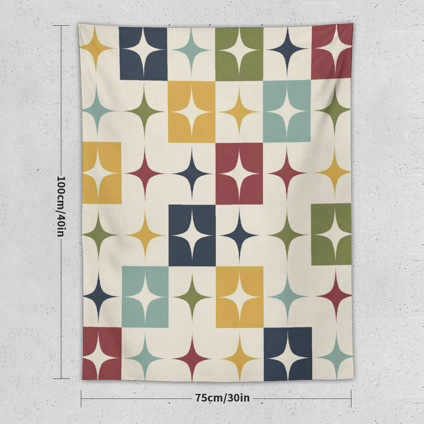 ICMOLYYENLO Boho Medieval Cat Tapestry, Abstract Atomic Starburst Geometric Aesthetic Art Wall Hanging For Bedroom Living Room Dormitory 50x60 Inches