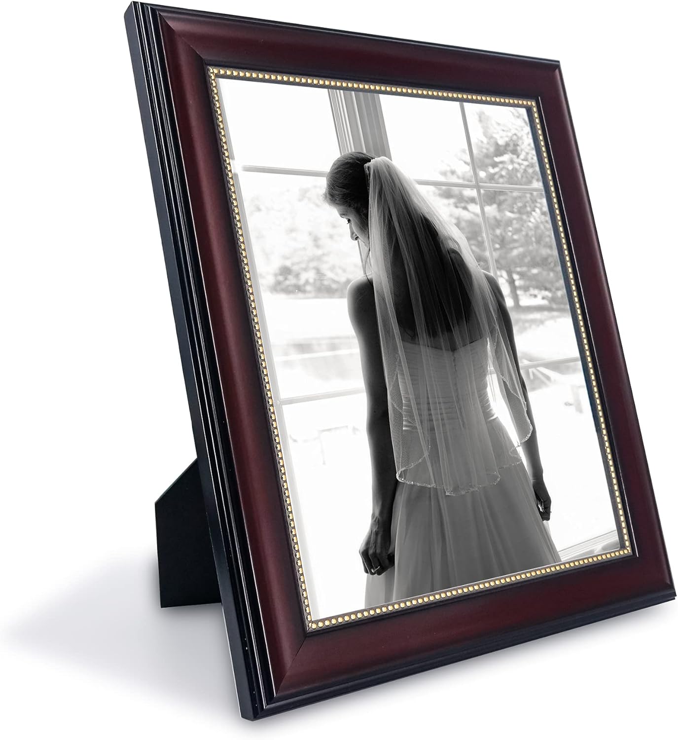 GraduationMall 8x10 Picture Frames, Real Glass, Display Photos for Wall or Tabletop, Mahogany with Gold Beads, 2-Pack