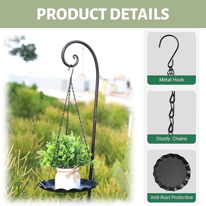 Hanging Planter for Indoor Outdoor, Plant Hanger, Hanging Plant Holder, Plant Pot Shelf Basket for Window Wall Ceiling Garden with Chains and Hooks, 2Pcs (Wavy Round)