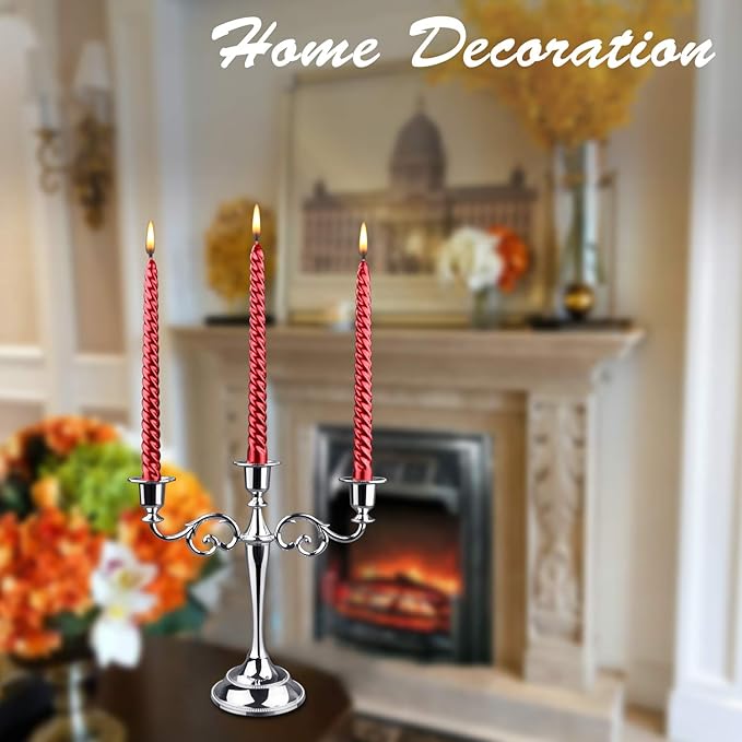 3 Candle Metal Candelabra – Candlesticks Holder for Formal Events, Wedding, Church, Holiday Décor, Halloween – Taper Candle Holder Stand Centerpiece Elegant Decoration Piece for Table,Copper