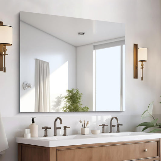 Frameless Mirror, 36x40 inch Bathroom Mirrors for Over Sink, Large Frameless Wall Mirror, Upgraded Shatterproof Vanity Mirror with Polished Edge for Bathroom,Bedroom,Living Room and Entryway