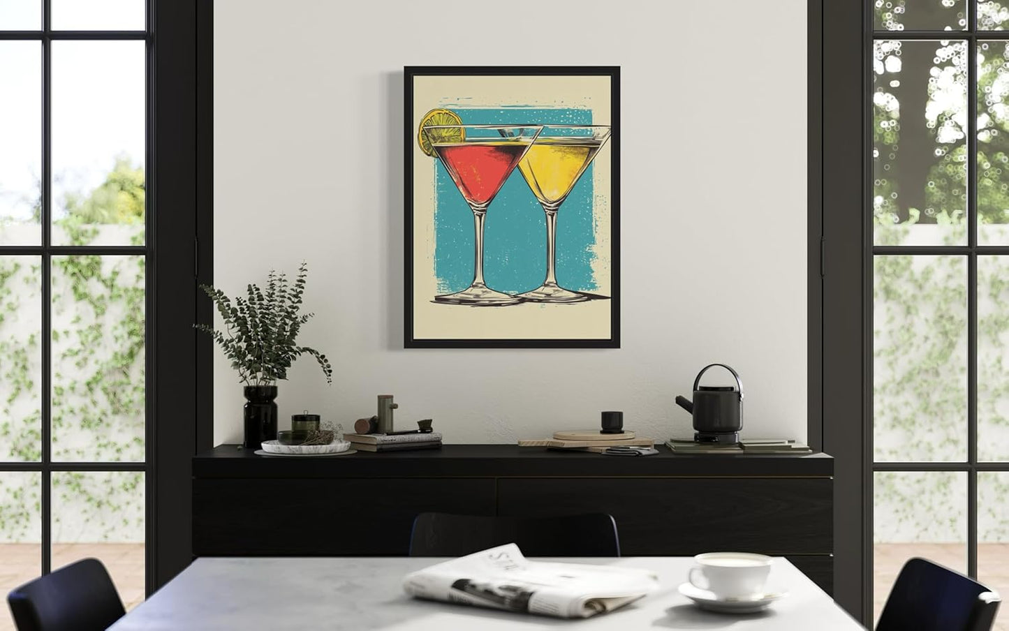 Martini Glasses Pop Art Poster Print, Vintage Retro Wall Art Decor Paintings Classic Artwork for Bedroom Living Room Decorations. (Martini Glasses, 24x36 inches (Unframed))