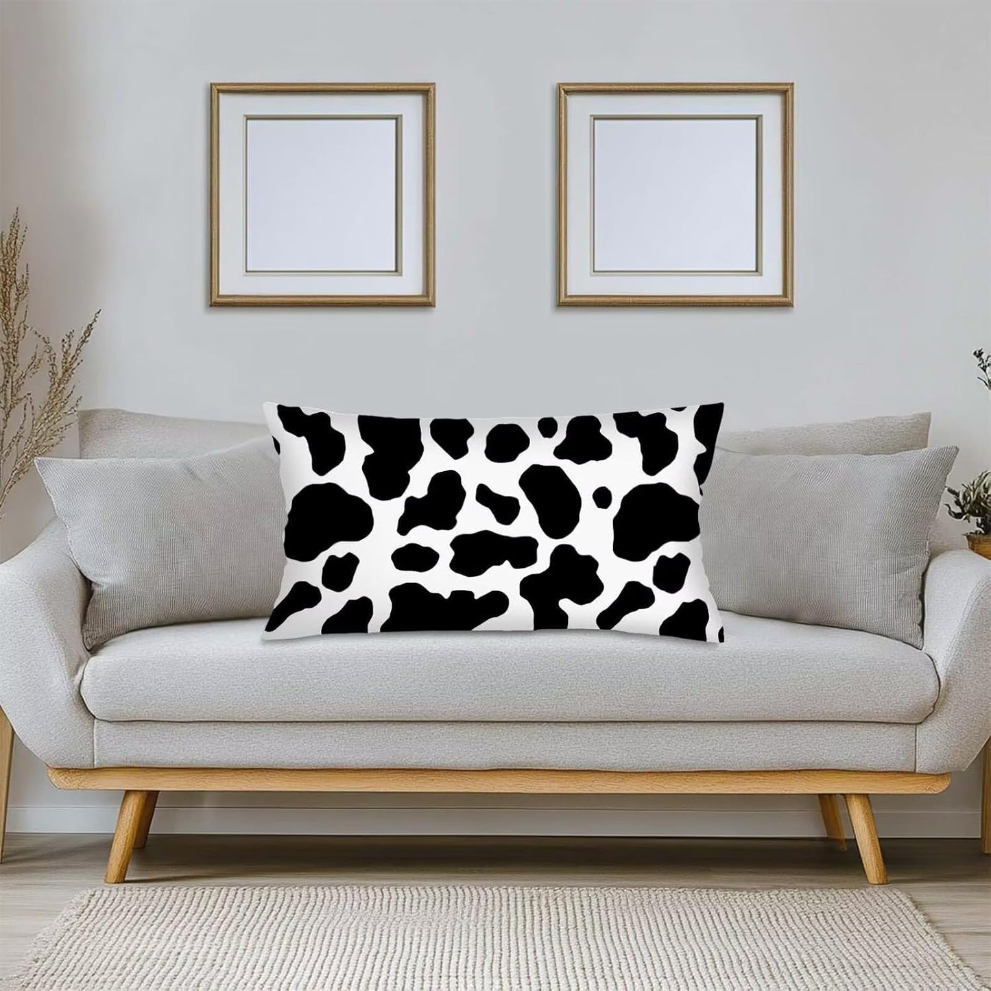 Cow Print Pillow Cases King Size Pillow Covers with Zipper, Black and White Cow Cowhide Printed Cushion Case Western Pillows Cover Farmhouse Decorative Pillowcase for Bed,Couch,Sleeping,20"x40"