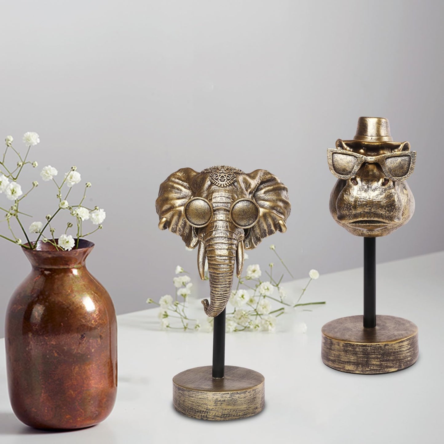 Handcrafted Resin Sculpture (Elephant)- Statue Decoration Modern Home Decor Accent, Trending Living Room & Office Decor, Elegant Tabletop & Shelf Decor for Desk, Bookshelf, Nightstand