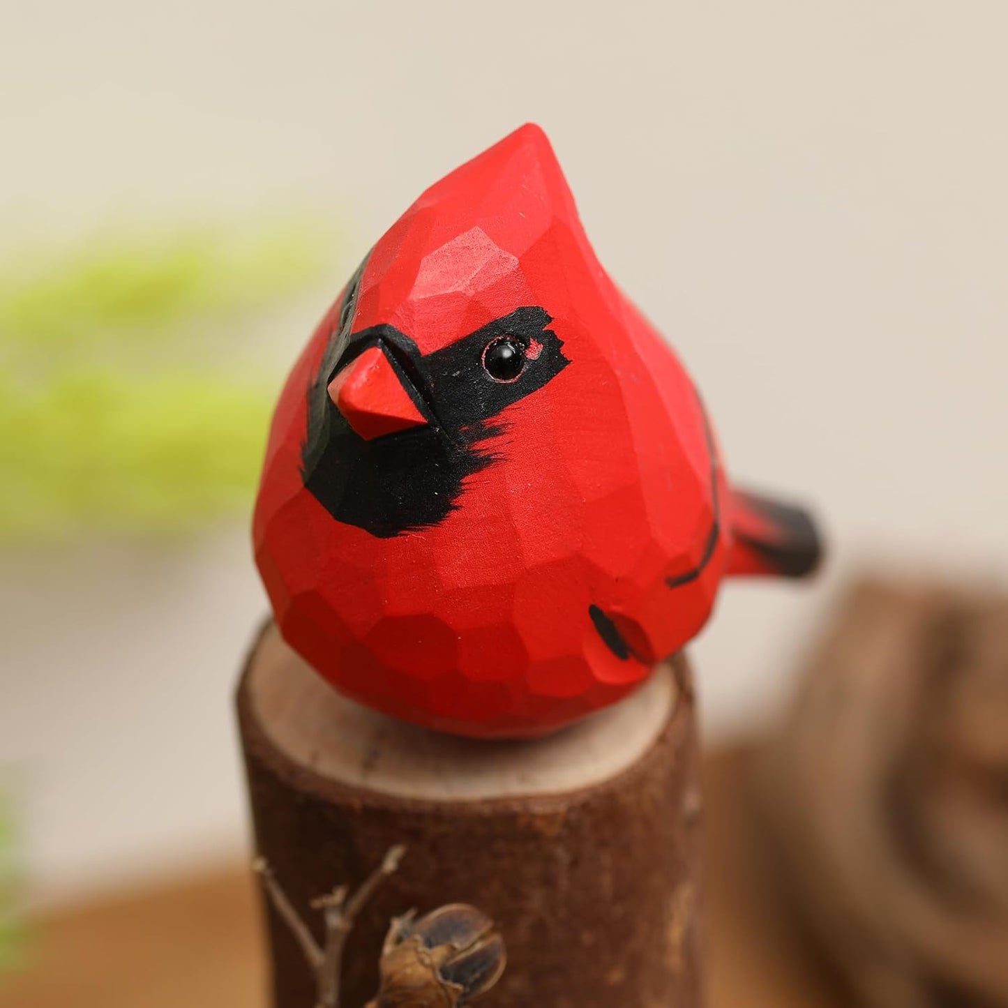 Handcrafted Red Cardinal Figurine – Small Wooden Christmas Red Bird Statue Decor for Shelf, Desk, or Mantel – Eco-Friendly for Women & Collectors