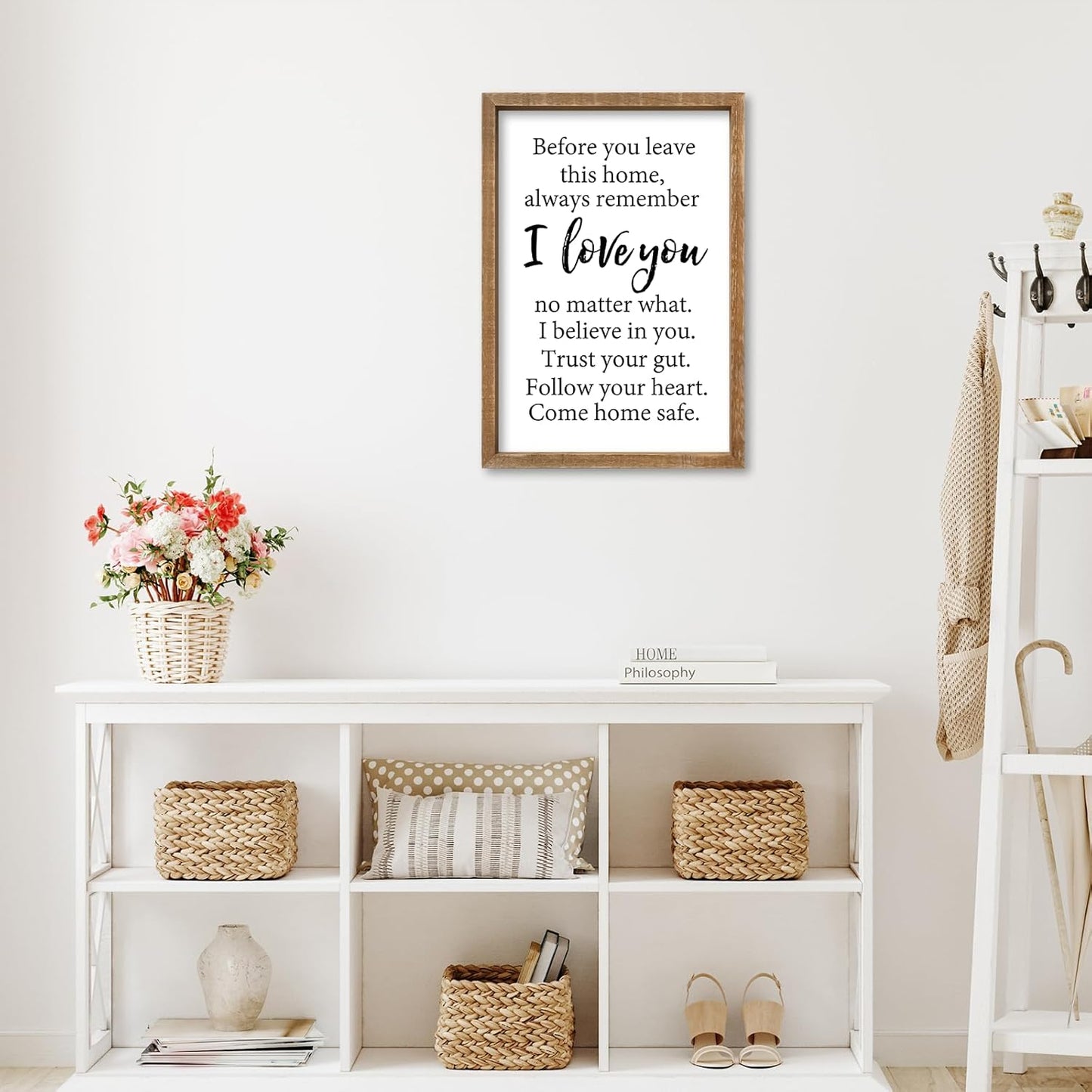 Before You Leave This Home Sign Wall Art Decor 16x11 Inch Rustic Farmhouse Living Room I Love You Inspirational Family Wood Framed Sign Entryway Motivationa And Romantic Wall Hang (Wood)