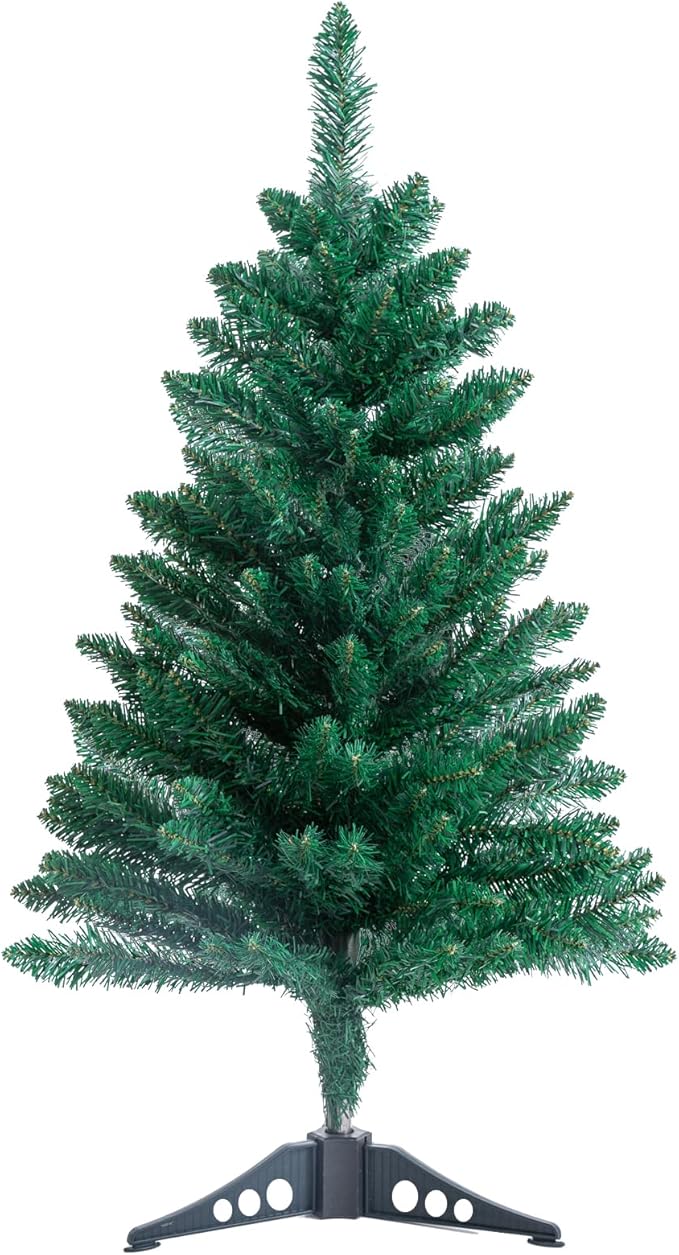 3FT Artificial Christmas Tree, Green Tabletop Christmas Tree with Metal Stand 160 Branch Tip Mini Xmas Pine Tree for Party Supplies Indoor Outdoor Holiday Home Decoration