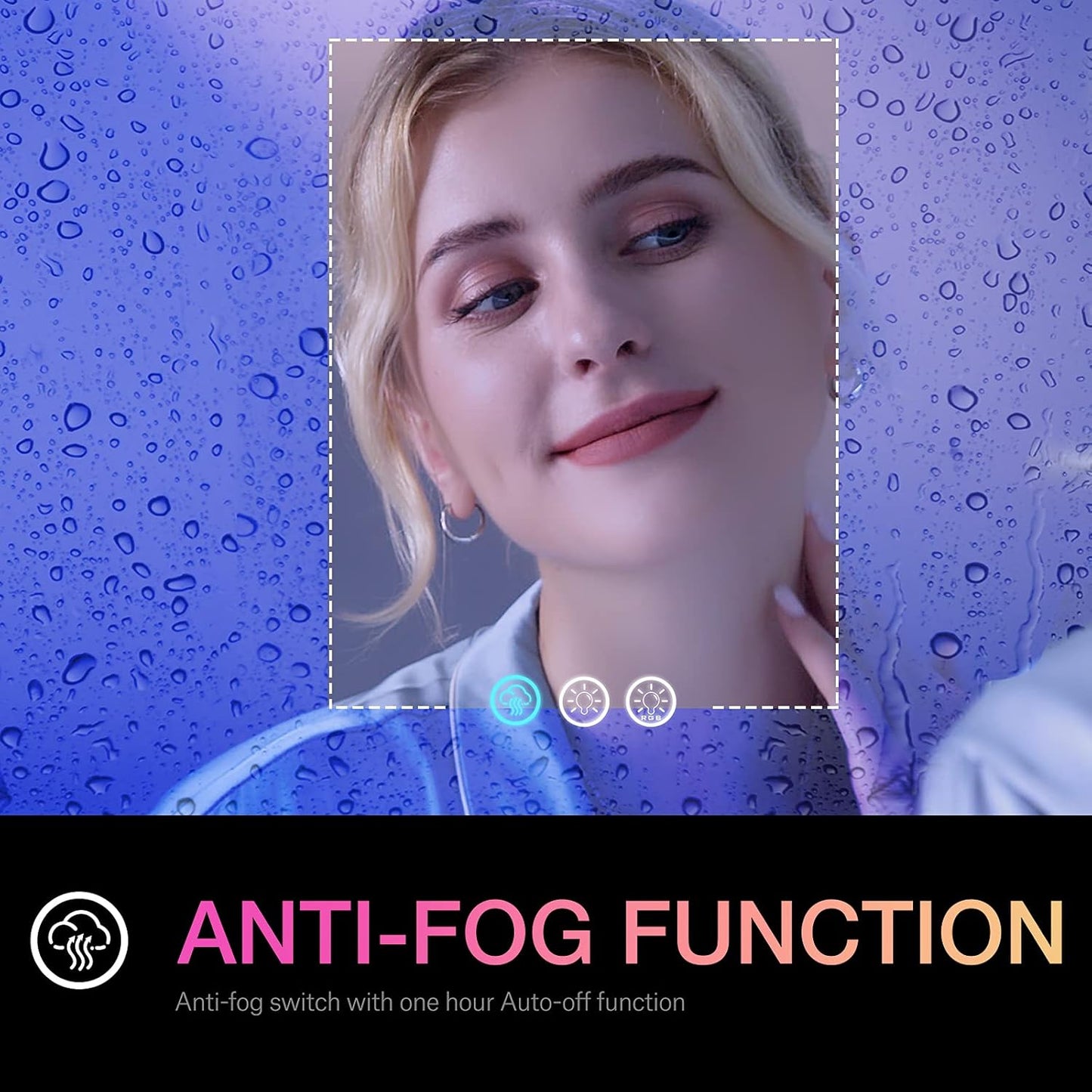 LED Bathroom Mirror, 20x28 inch, Wall Mount, Anti-Fog, RGB Backlit, Front-lit