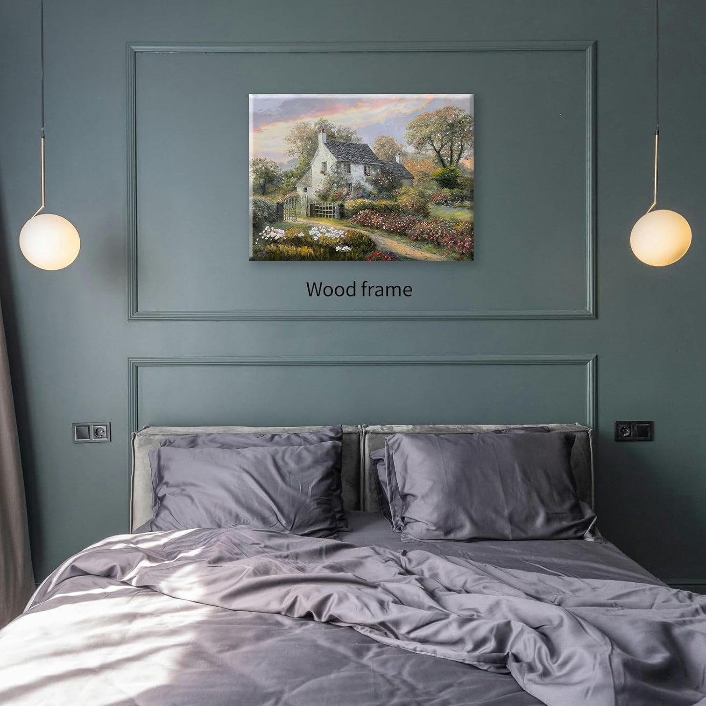 French Country Oil Painting Wall Art Farmhouse Cottage Garden Posters 16x24 inch Framed Classical Vintage Nature Landscape Prints for Living Room Bedroom Wall Decor