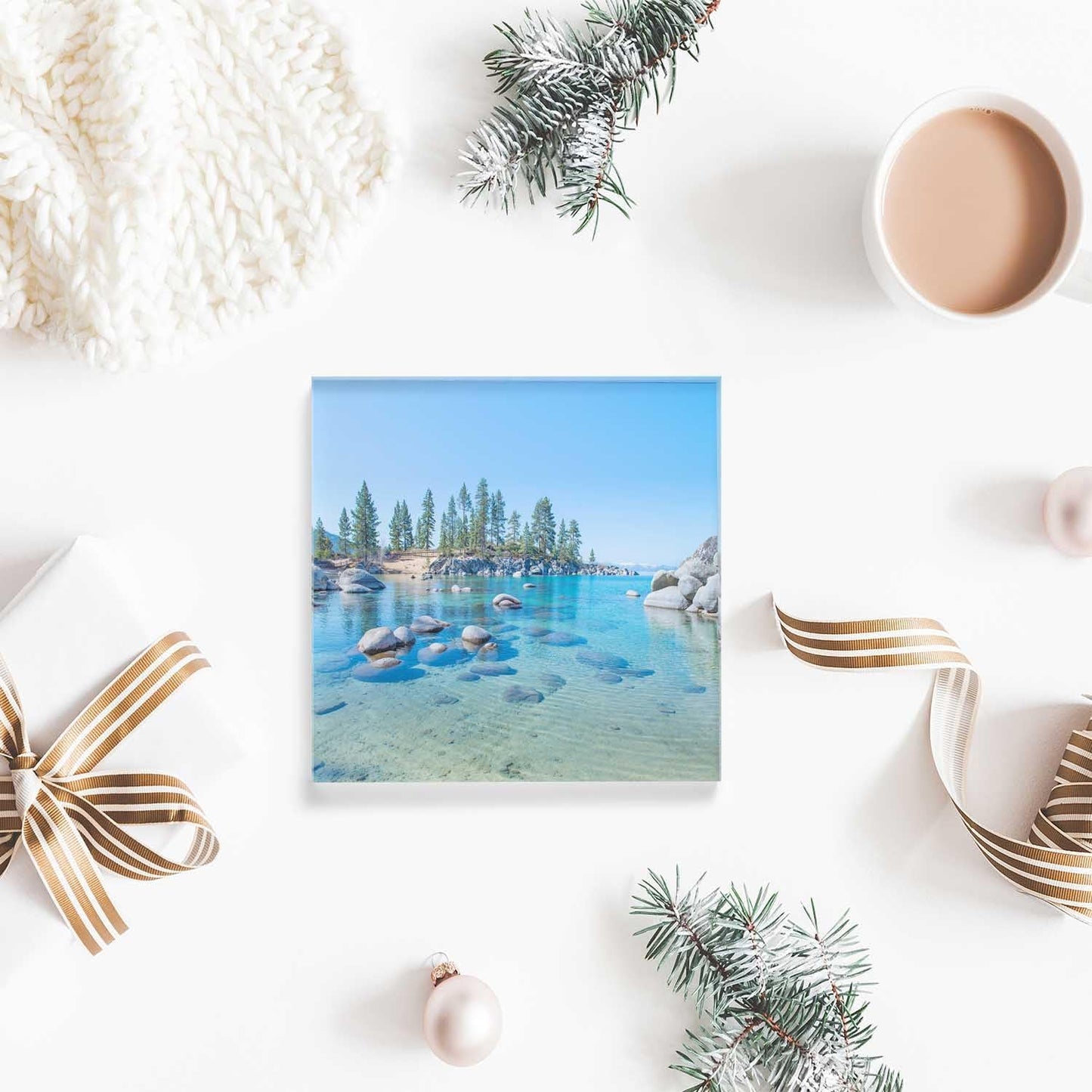 Desk Ornaments: Beautiful Blue Clear Water Farewell Gift for Coworkers, Appreciation for Teachers, New Home Gift for Friends - 4x4x1 Inch