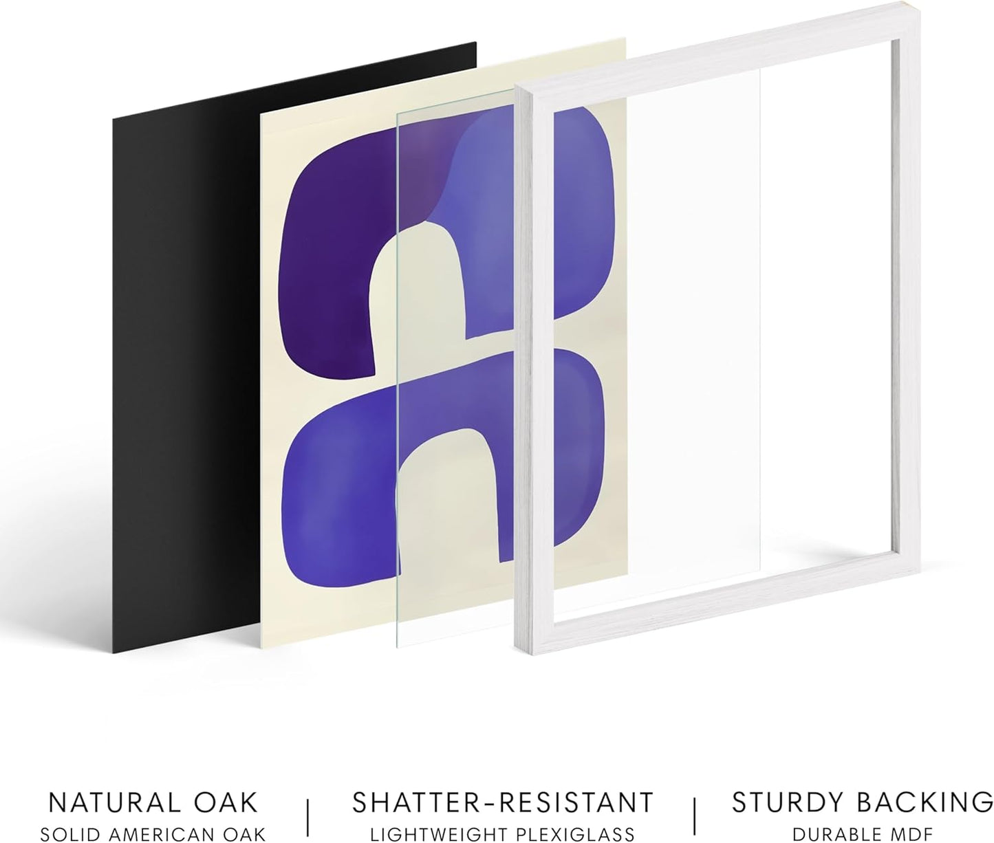 HAUS AND HUES Modern Abstract Wall Art - Blue and Green Living Room Art, Modern Artwork for Walls, Minimalist Picture for Living Room(Blue Tribal Shapes, White Frame, 24x36)