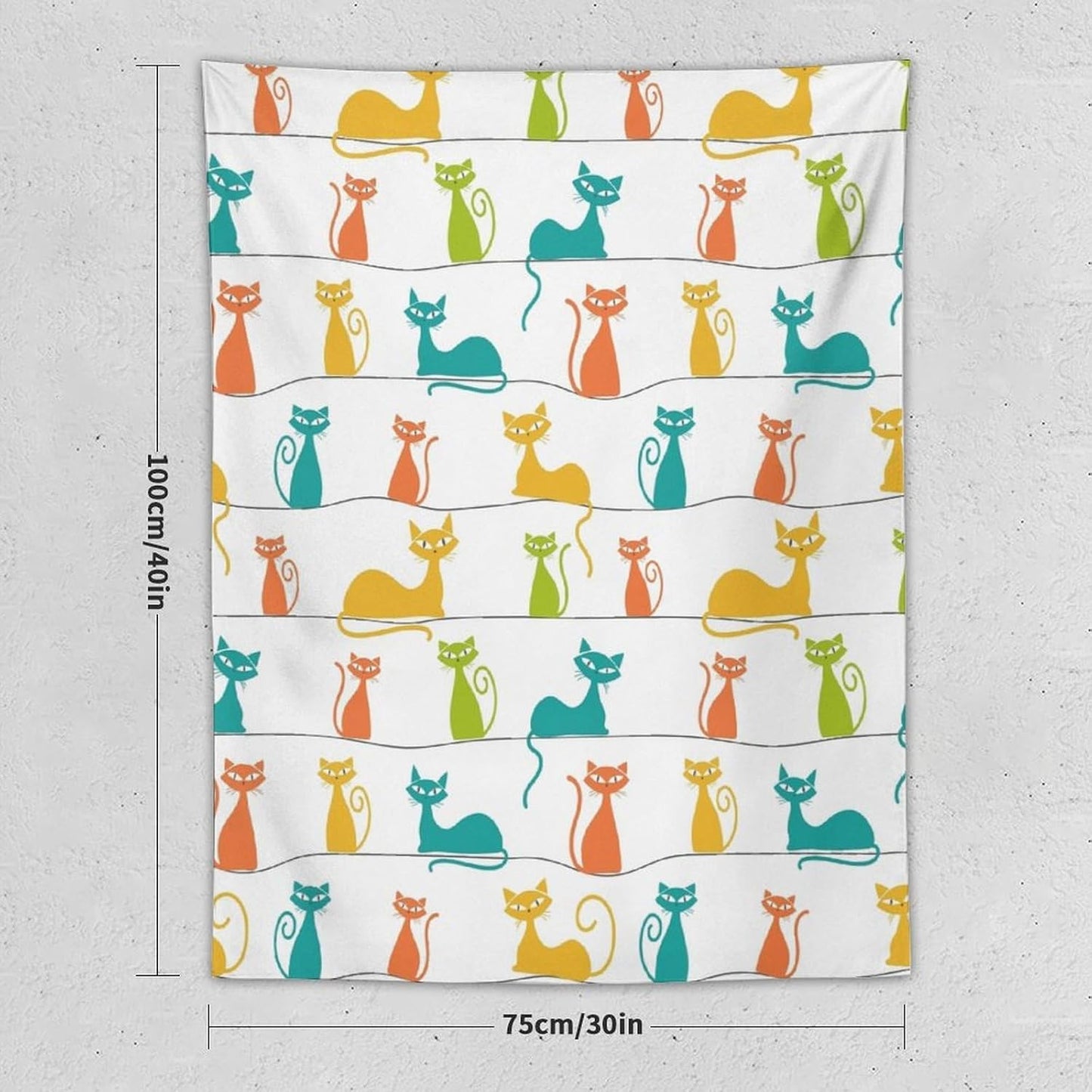 ICMOLYYENLO Boho Medieval Cat Tapestry, Abstract Atomic Starburst Geometric Aesthetic Art Wall Hanging For Bedroom Living Room Dormitory 60x60 Inches