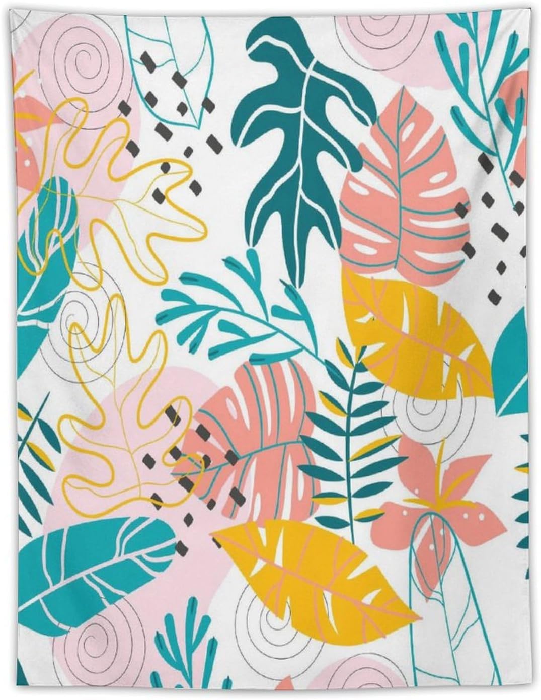 ICMOLYYENLO Tropical Green Leaves Tapestry, Exotic Leaves Beautiful Bedroom Wall Hanging, Floral Poster Blanket for Bedroom Living Room Dormitory Apartment 50x60 Inch